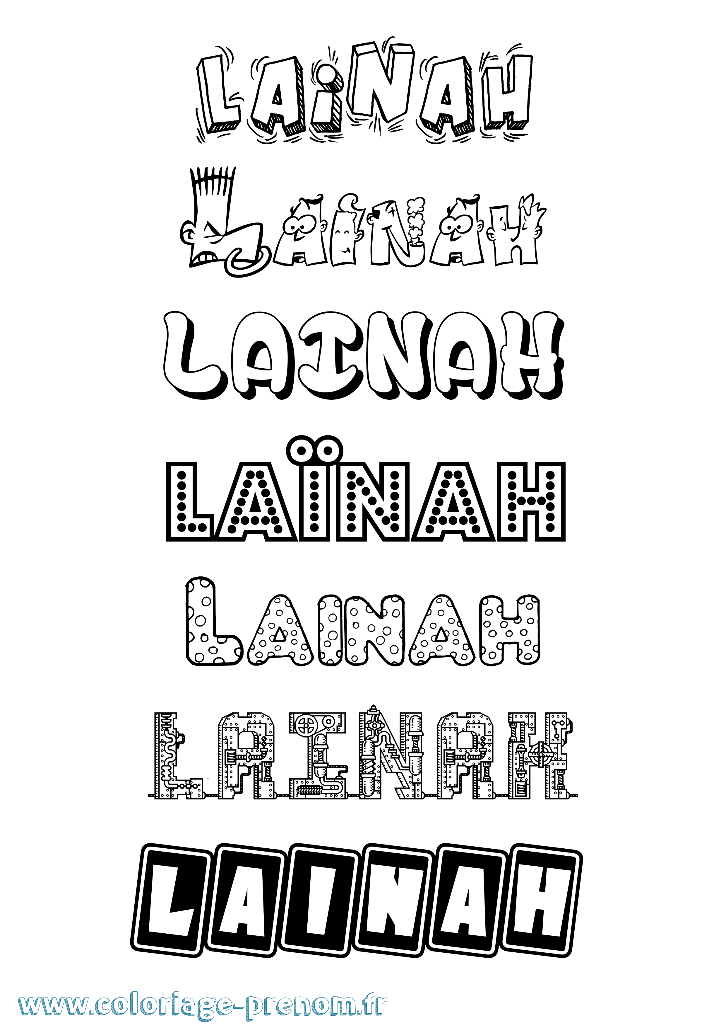 Coloriage Laïnah Fun Coloriage prénom Laïnah Fun