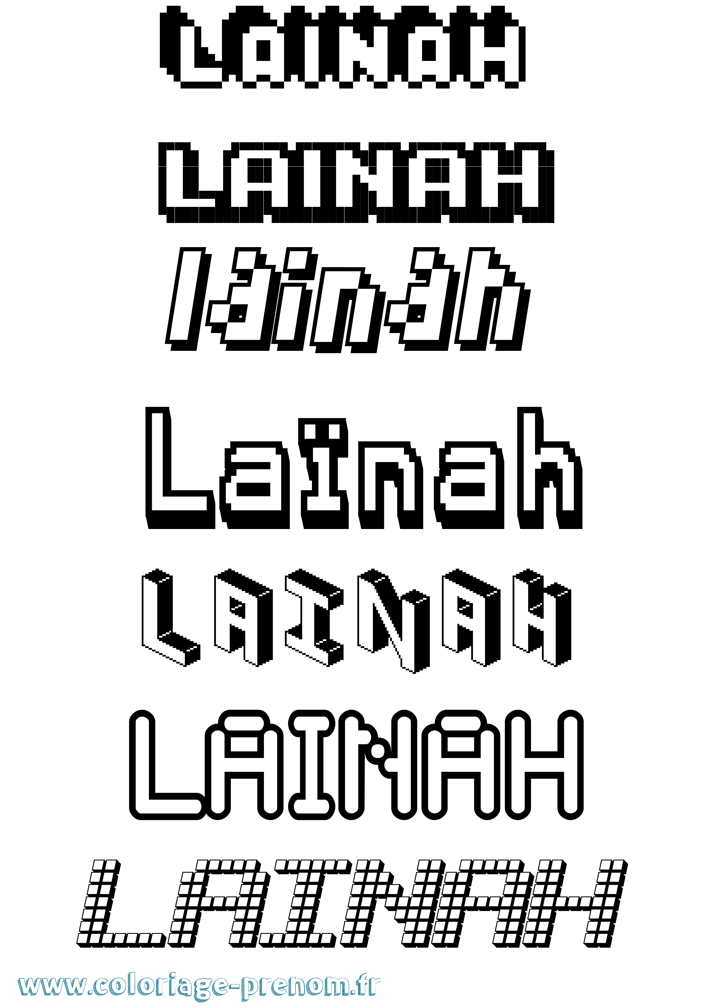 Coloriage Laïnah Pixel Coloriage prénom Laïnah Pixel