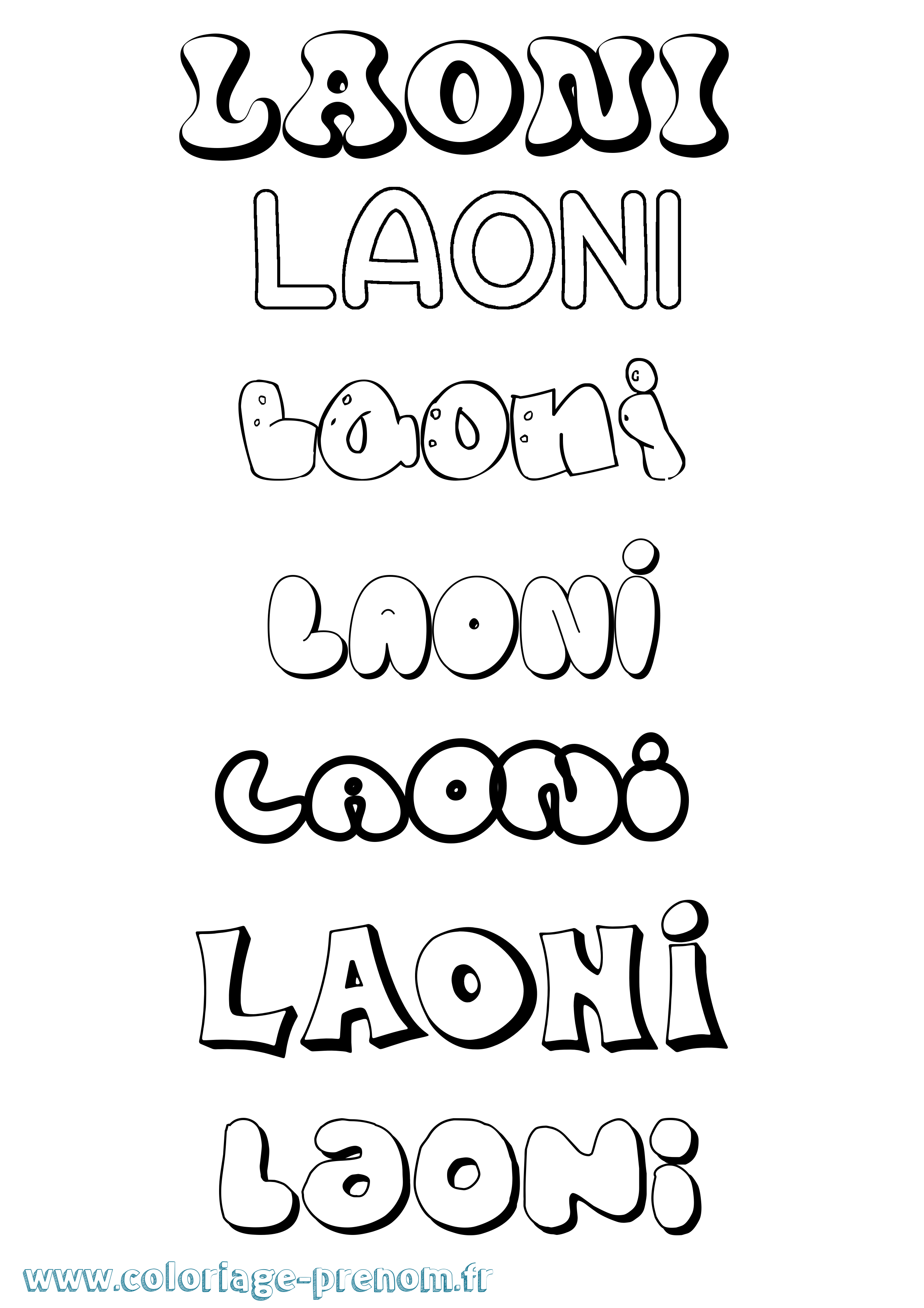 Coloriage Laoni Bubble Coloriage prénom Laoni Bubble