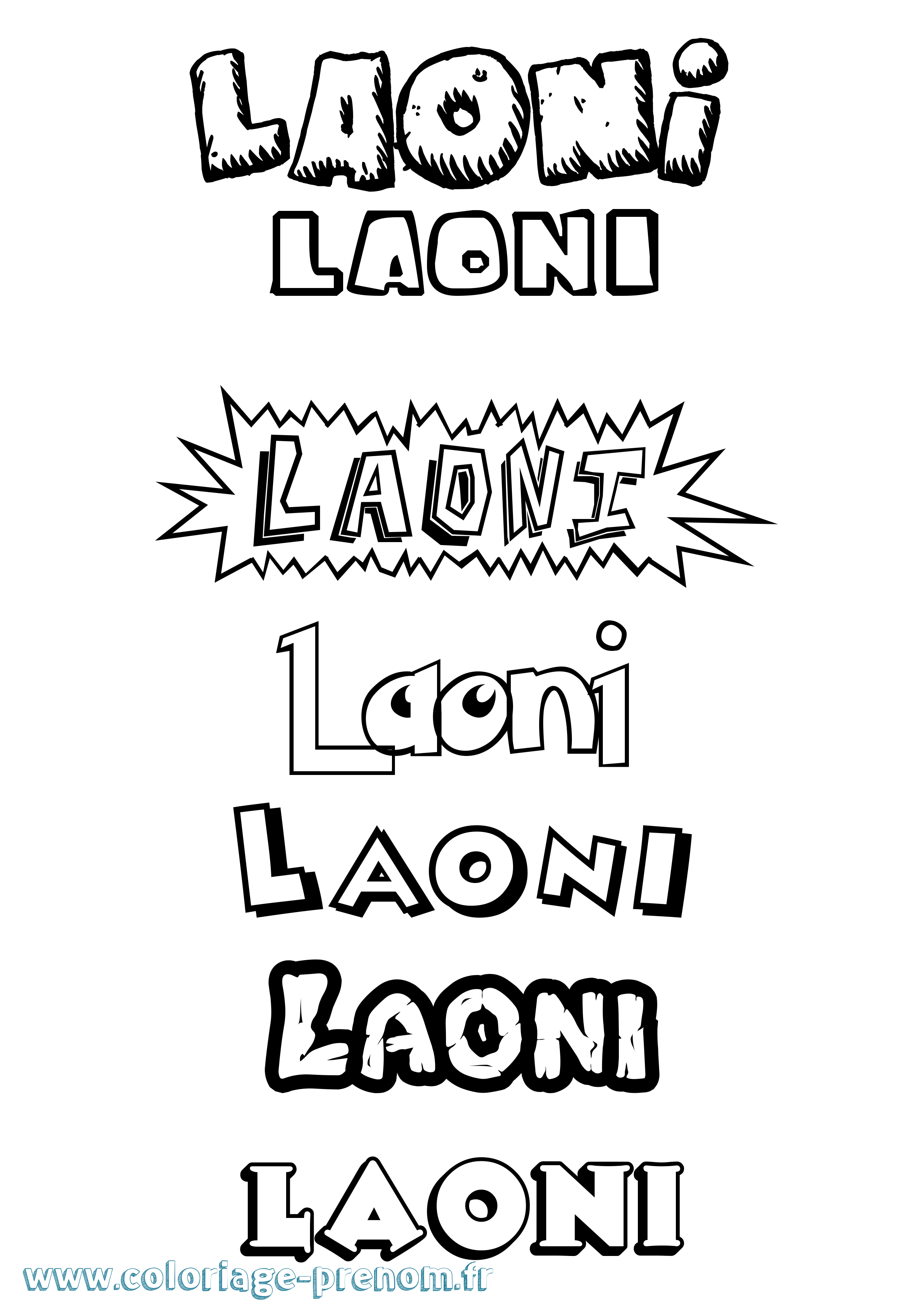 Coloriage Laoni Dessin Animé Coloriage prénom Laoni Dessin Animé