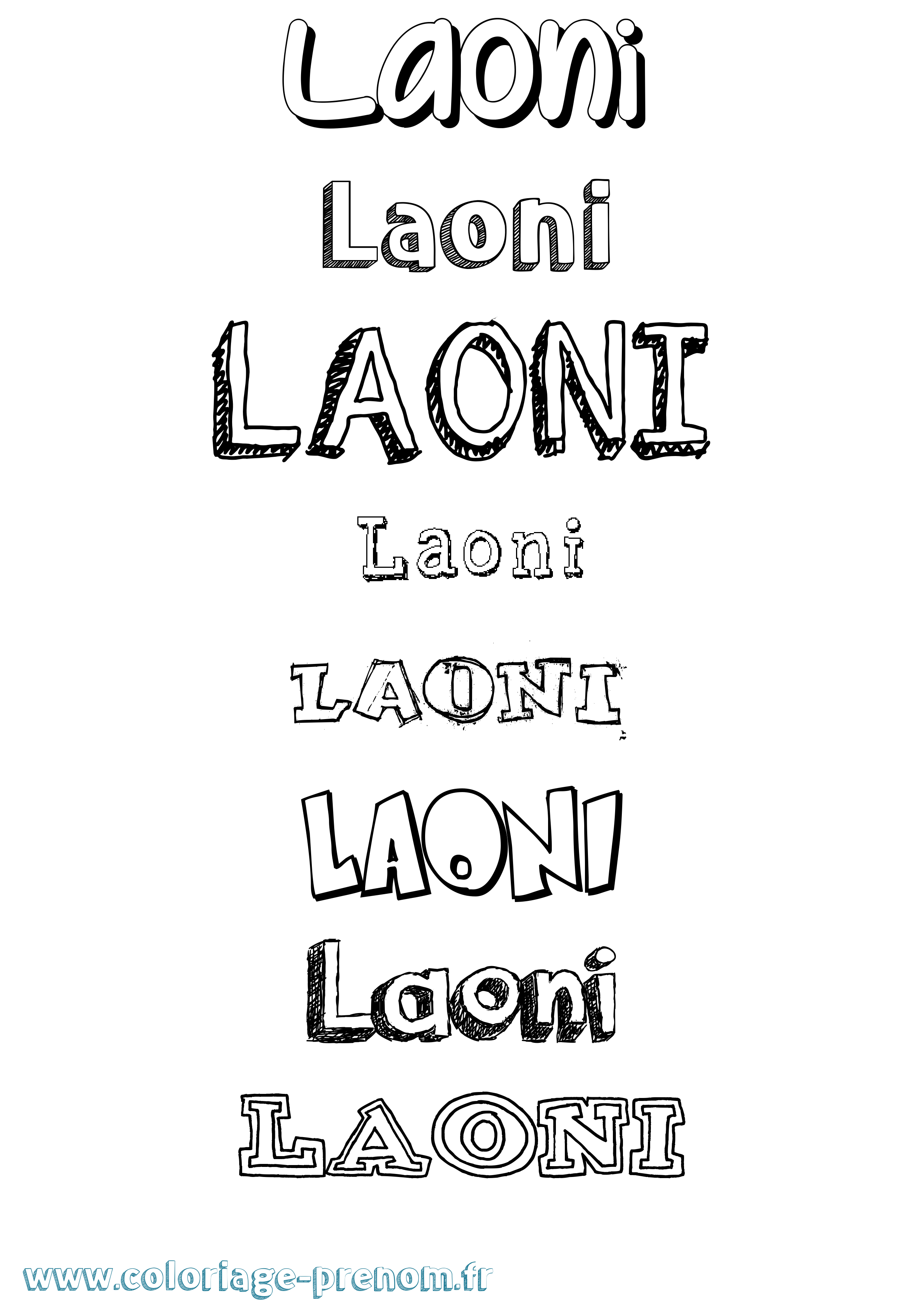 Coloriage Laoni Dessiné Coloriage prénom Laoni Dessiné
