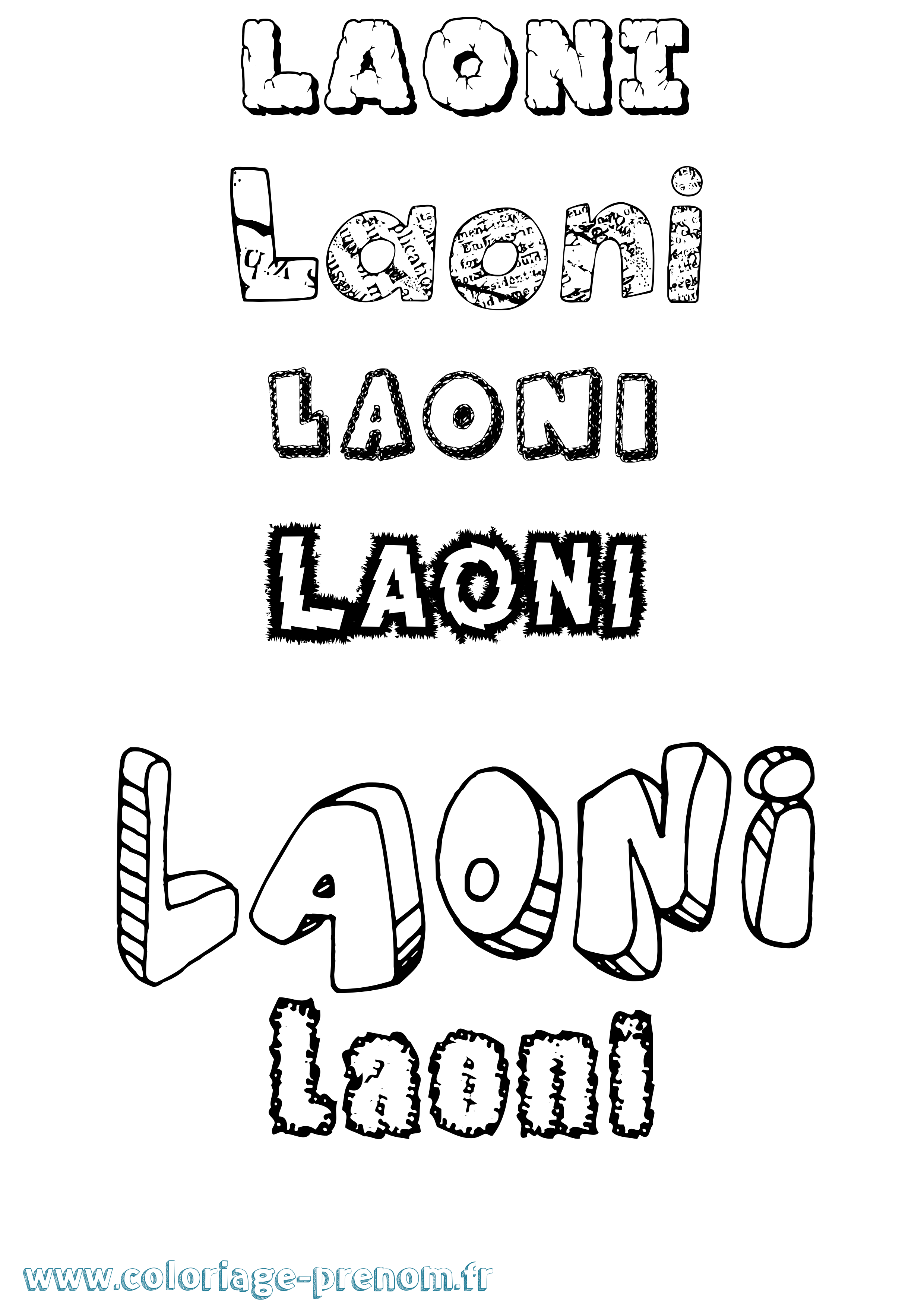 Coloriage Laoni Destructuré Coloriage prénom Laoni Destructuré