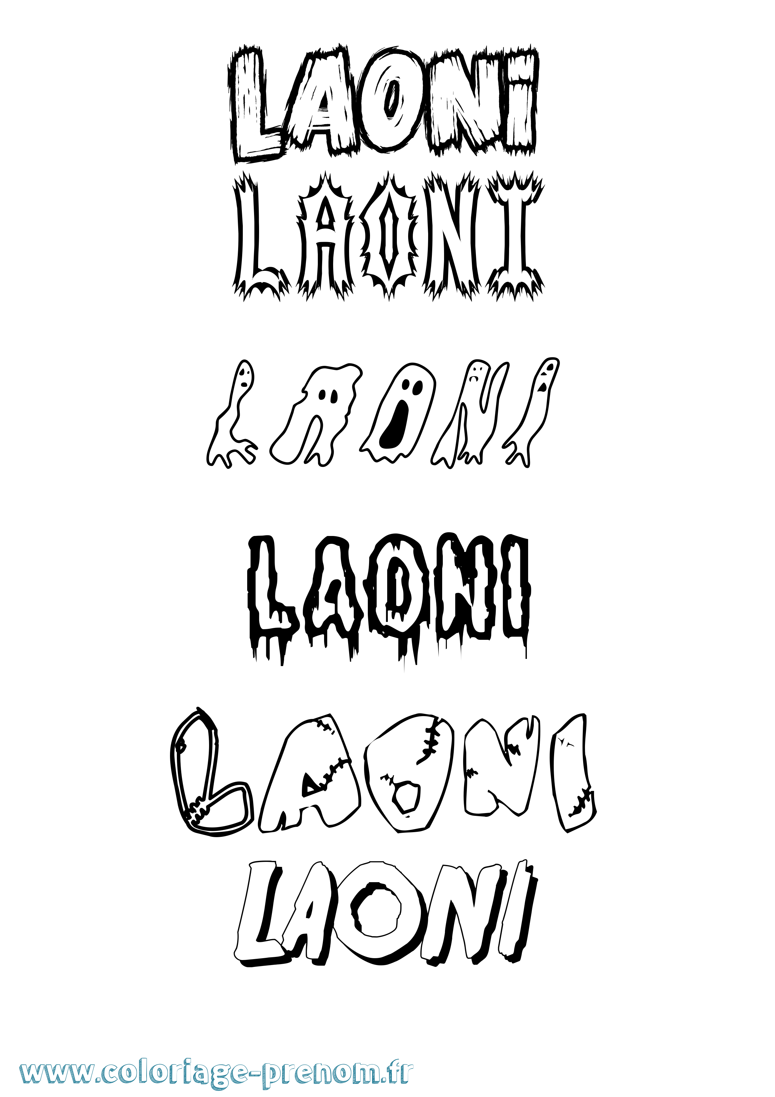 Coloriage Laoni Frisson Coloriage prénom Laoni Frisson