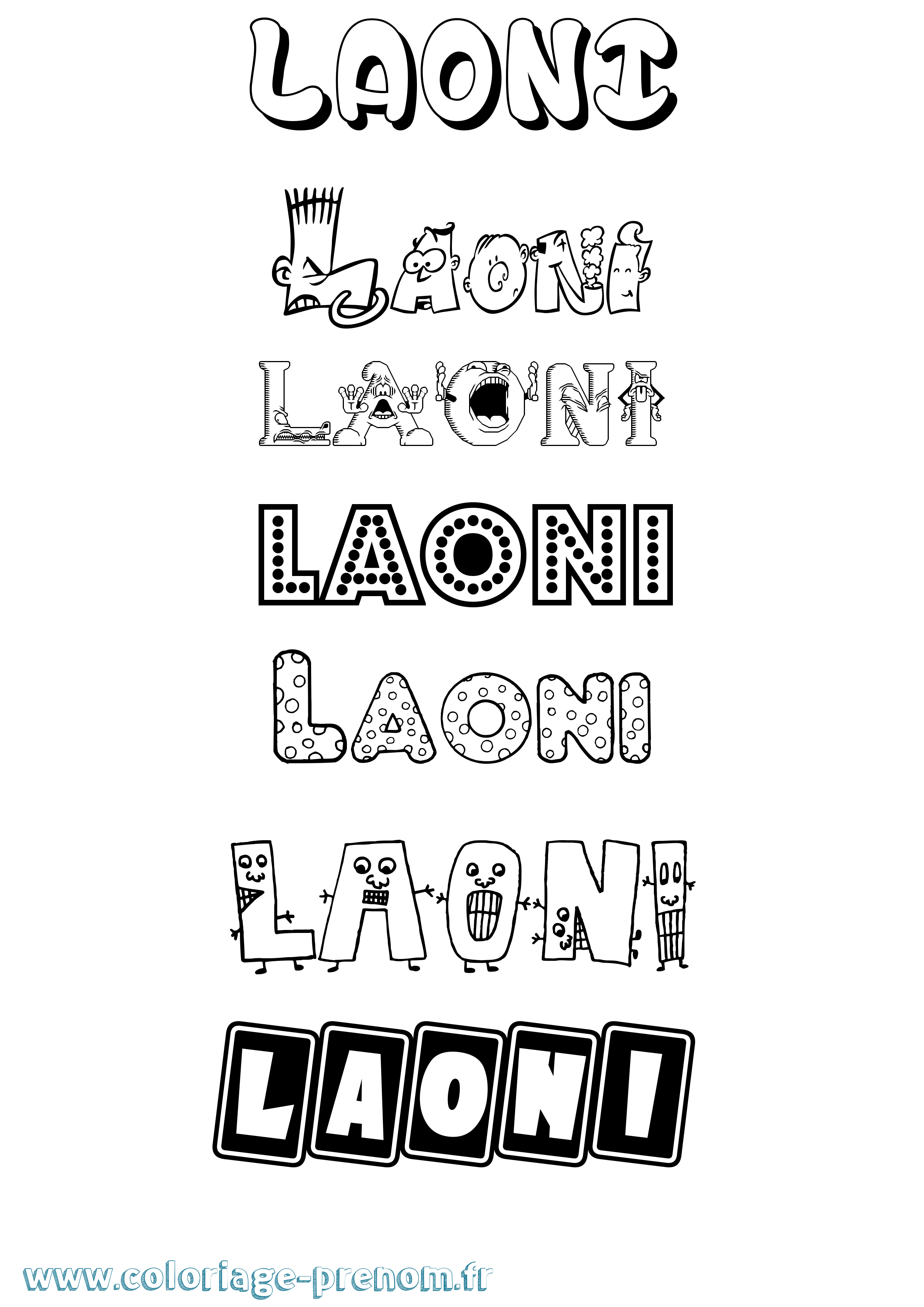 Coloriage Laoni Fun Coloriage prénom Laoni Fun