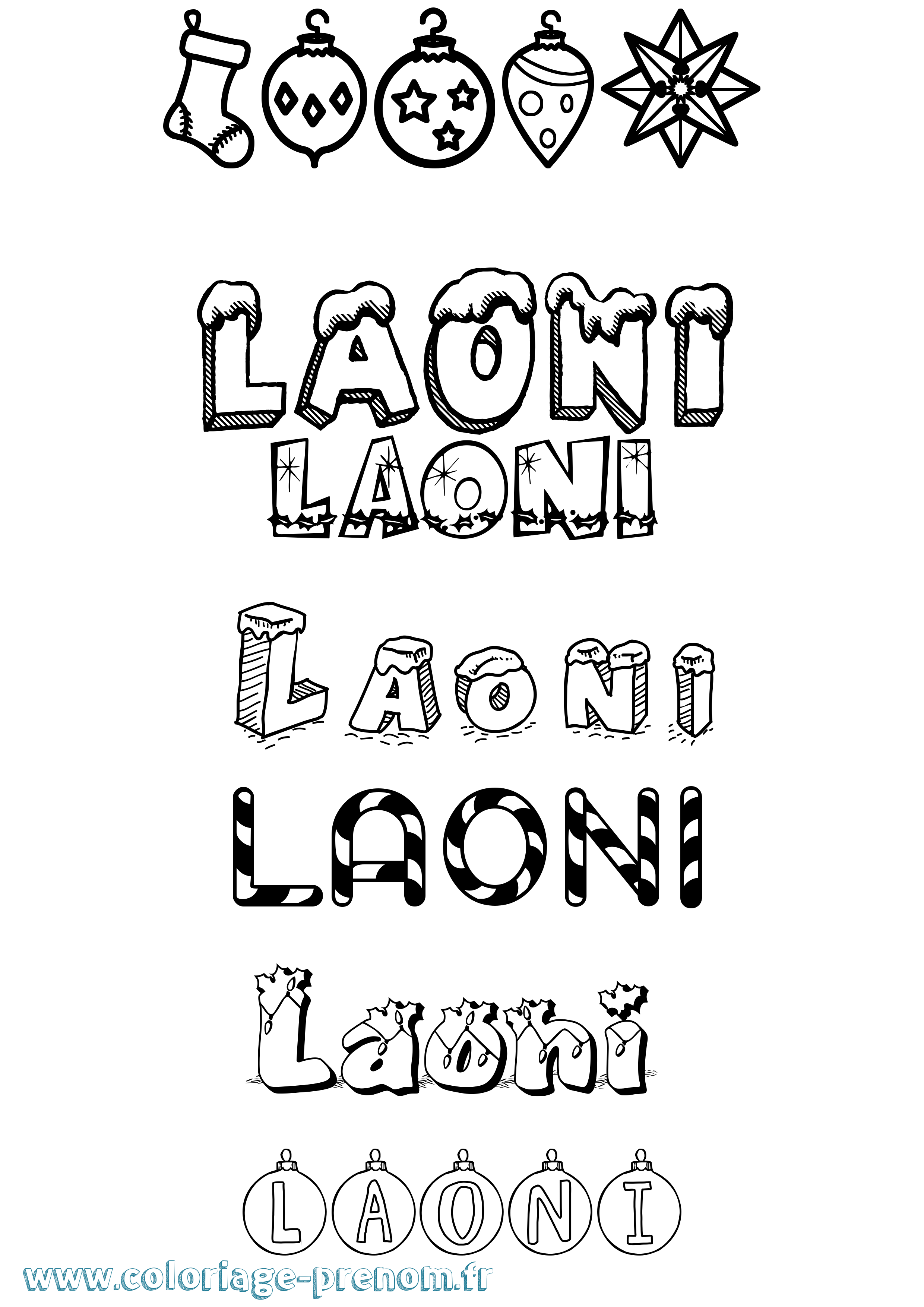 Coloriage Laoni Noël Coloriage prénom Laoni Noël