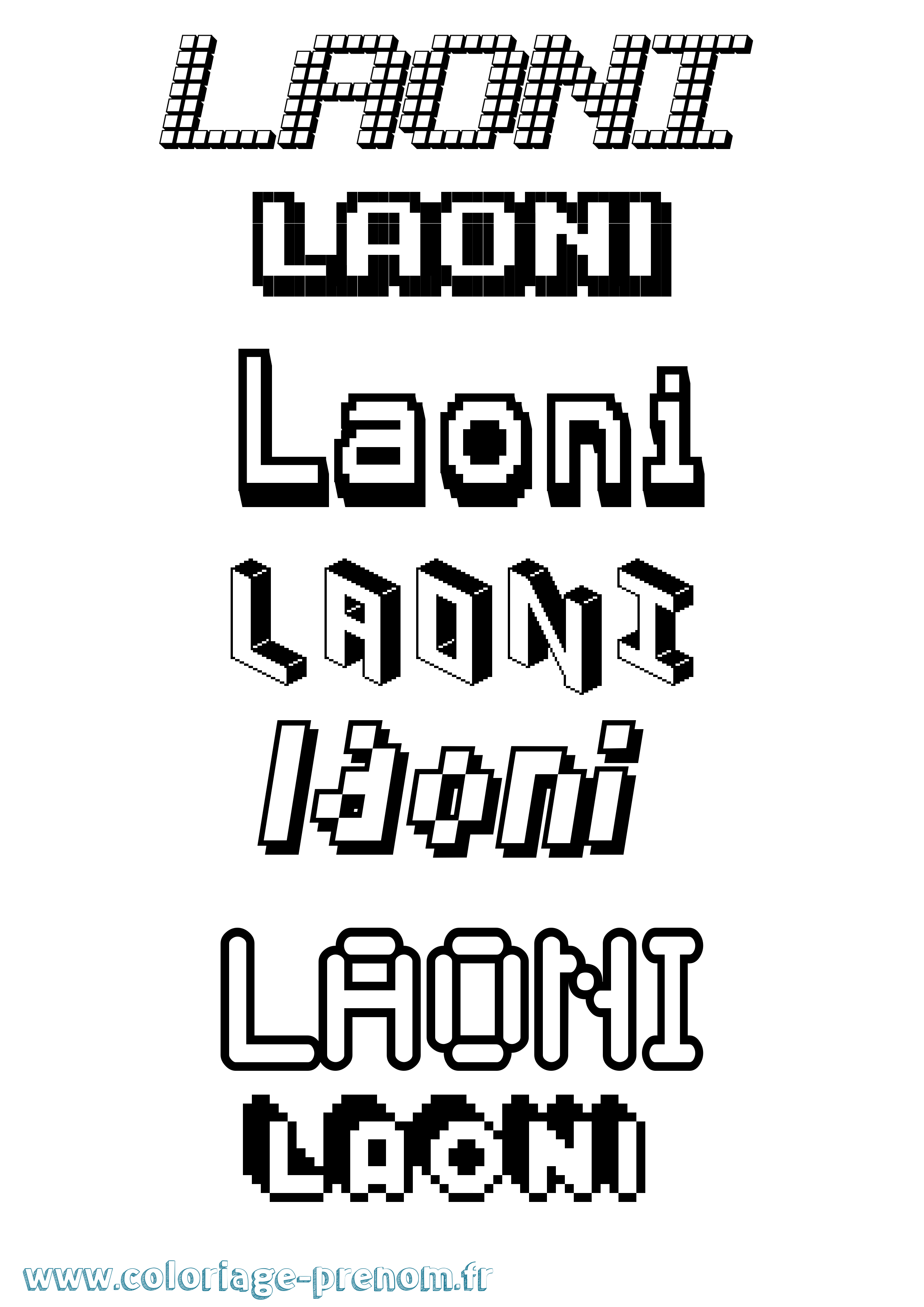 Coloriage Laoni Pixel Coloriage prénom Laoni Pixel