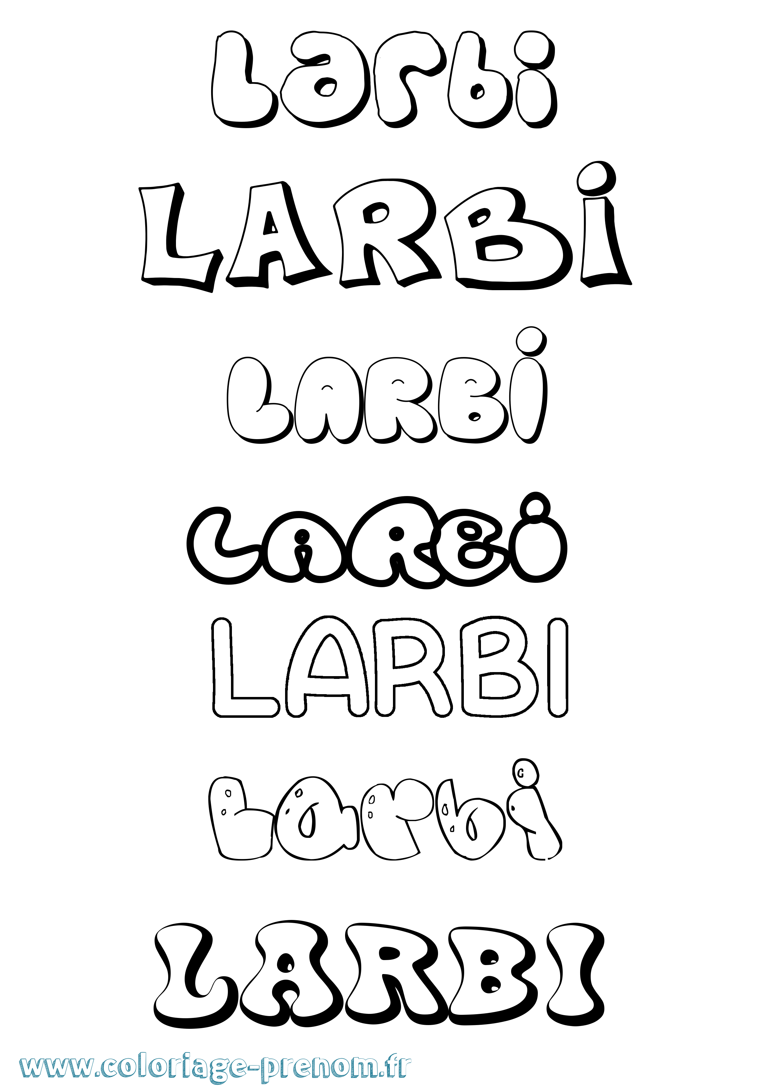 Coloriage Larbi Bubble Coloriage prénom Larbi Bubble