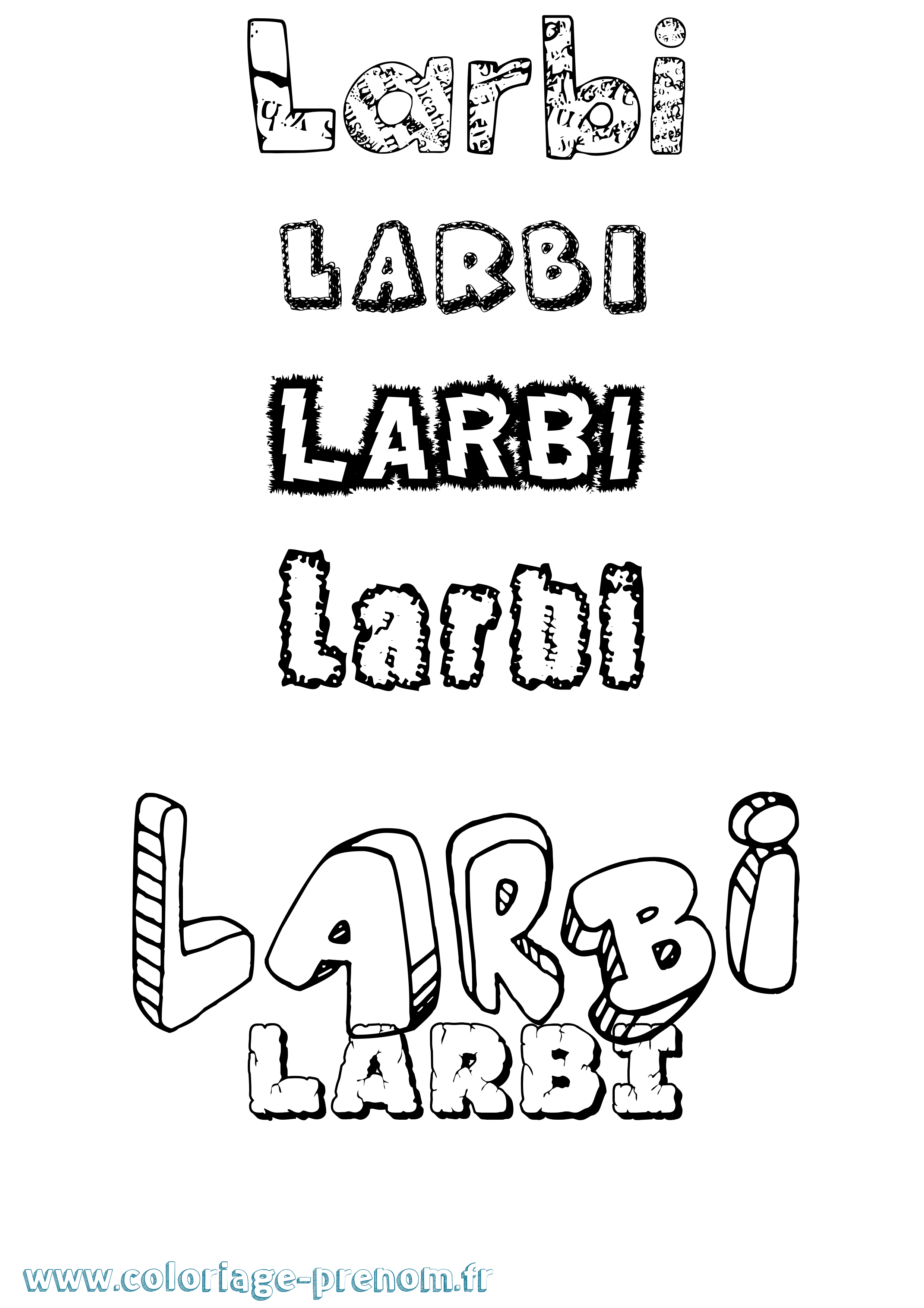 Coloriage Larbi Destructuré Coloriage prénom Larbi Destructuré