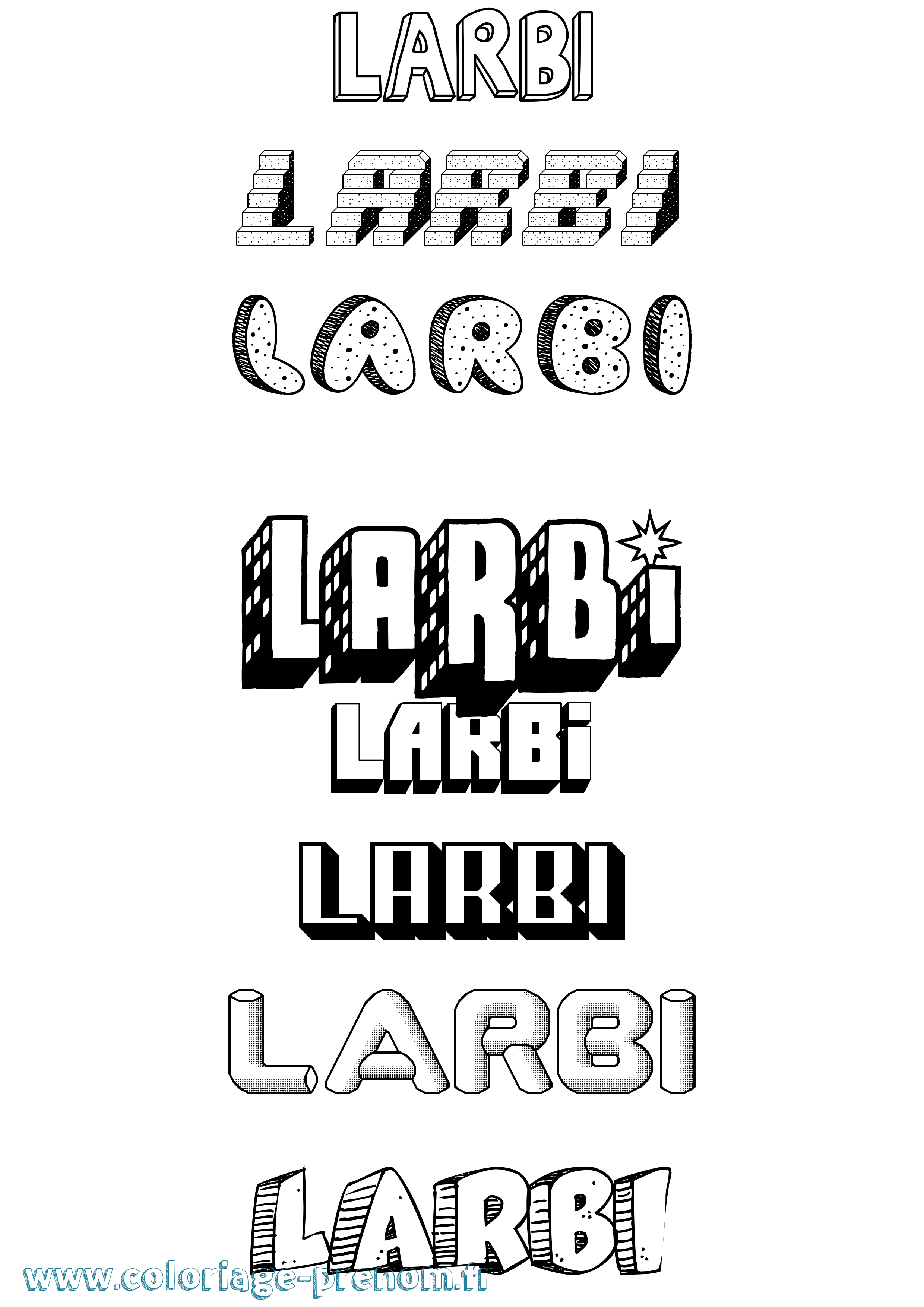 Coloriage Larbi Effet 3D Coloriage prénom Larbi Effet 3D