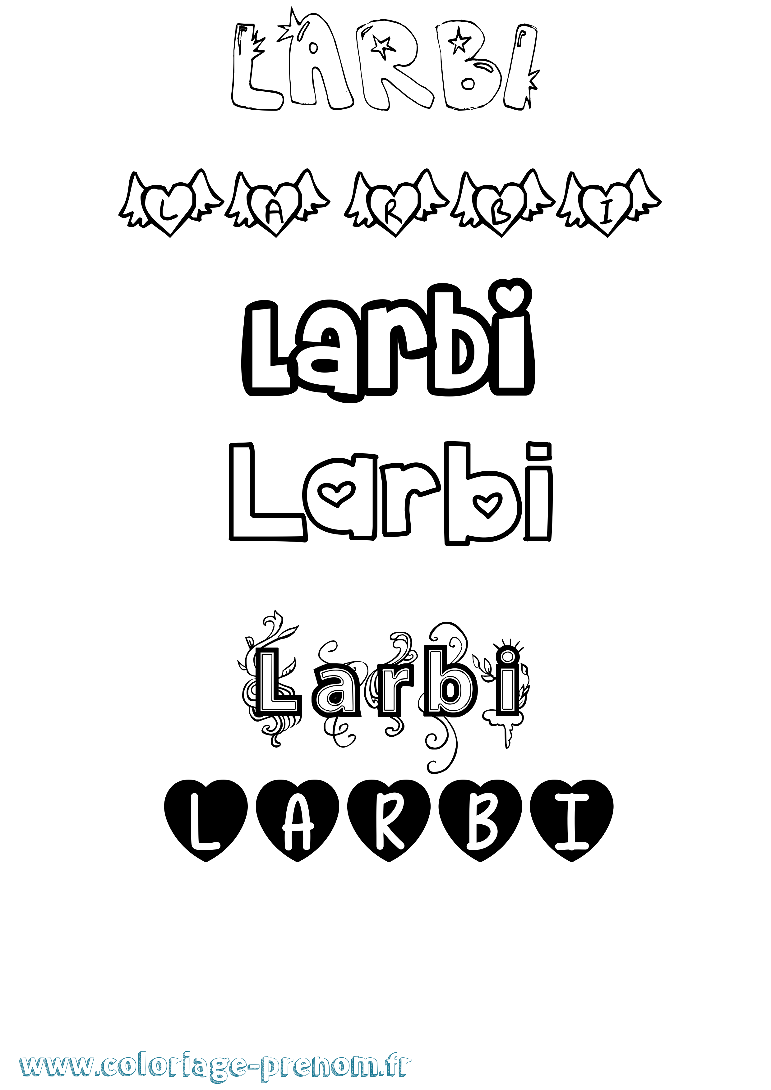 Coloriage Larbi Girly Coloriage prénom Larbi Girly