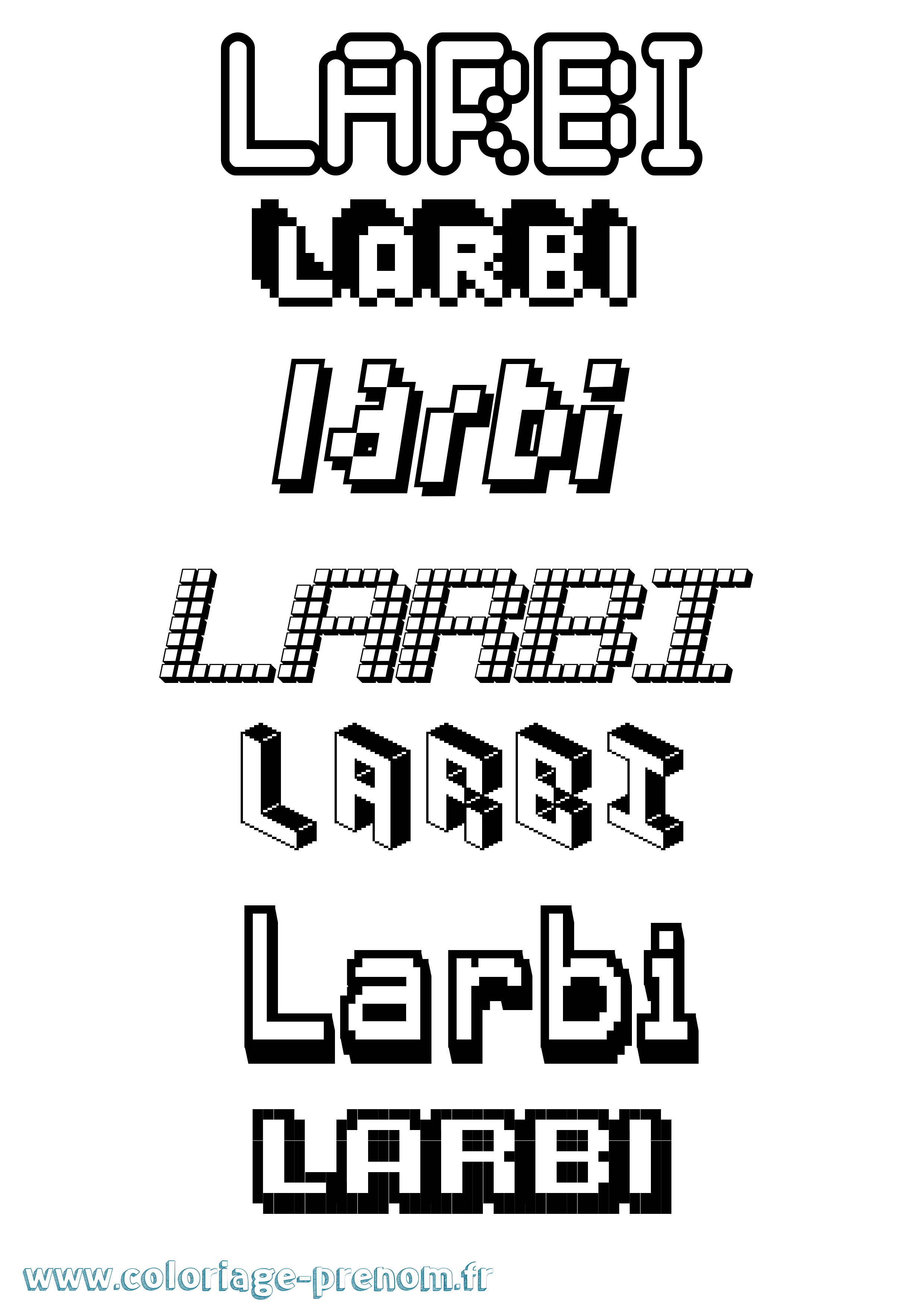 Coloriage Larbi Pixel Coloriage prénom Larbi Pixel