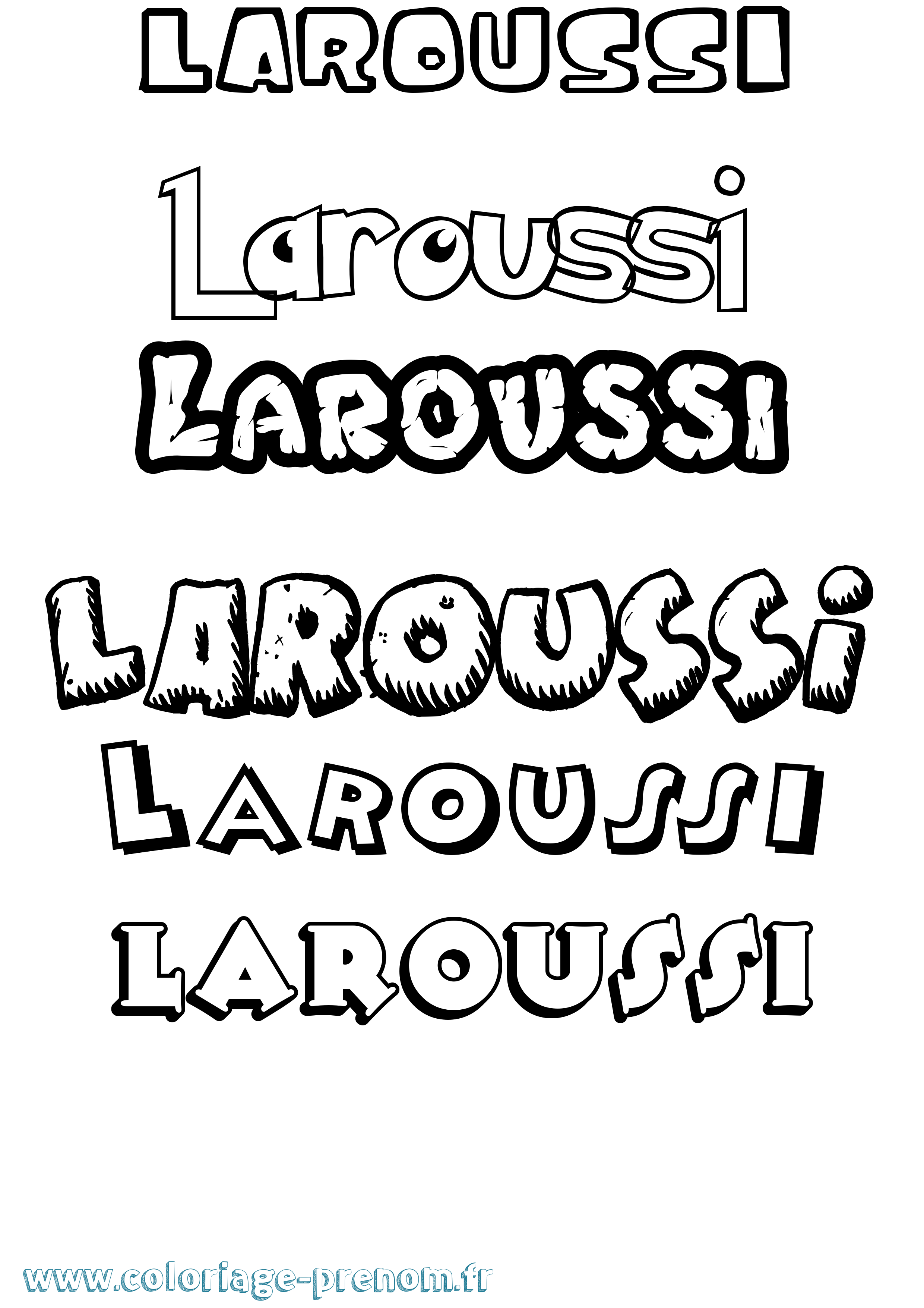 Coloriage Laroussi Dessin Animé Coloriage prénom Laroussi Dessin Animé