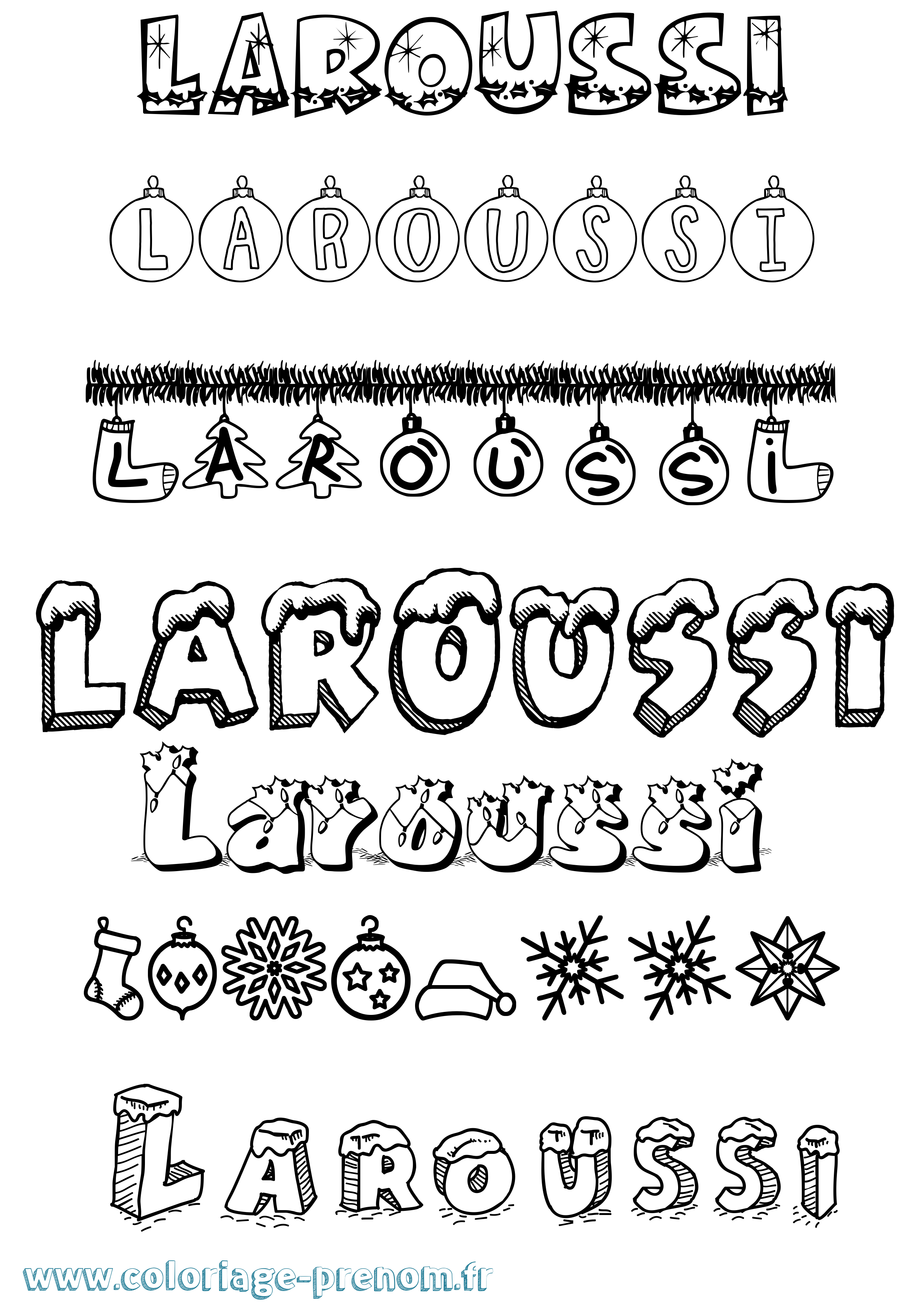 Coloriage Laroussi Noël Coloriage prénom Laroussi Noël