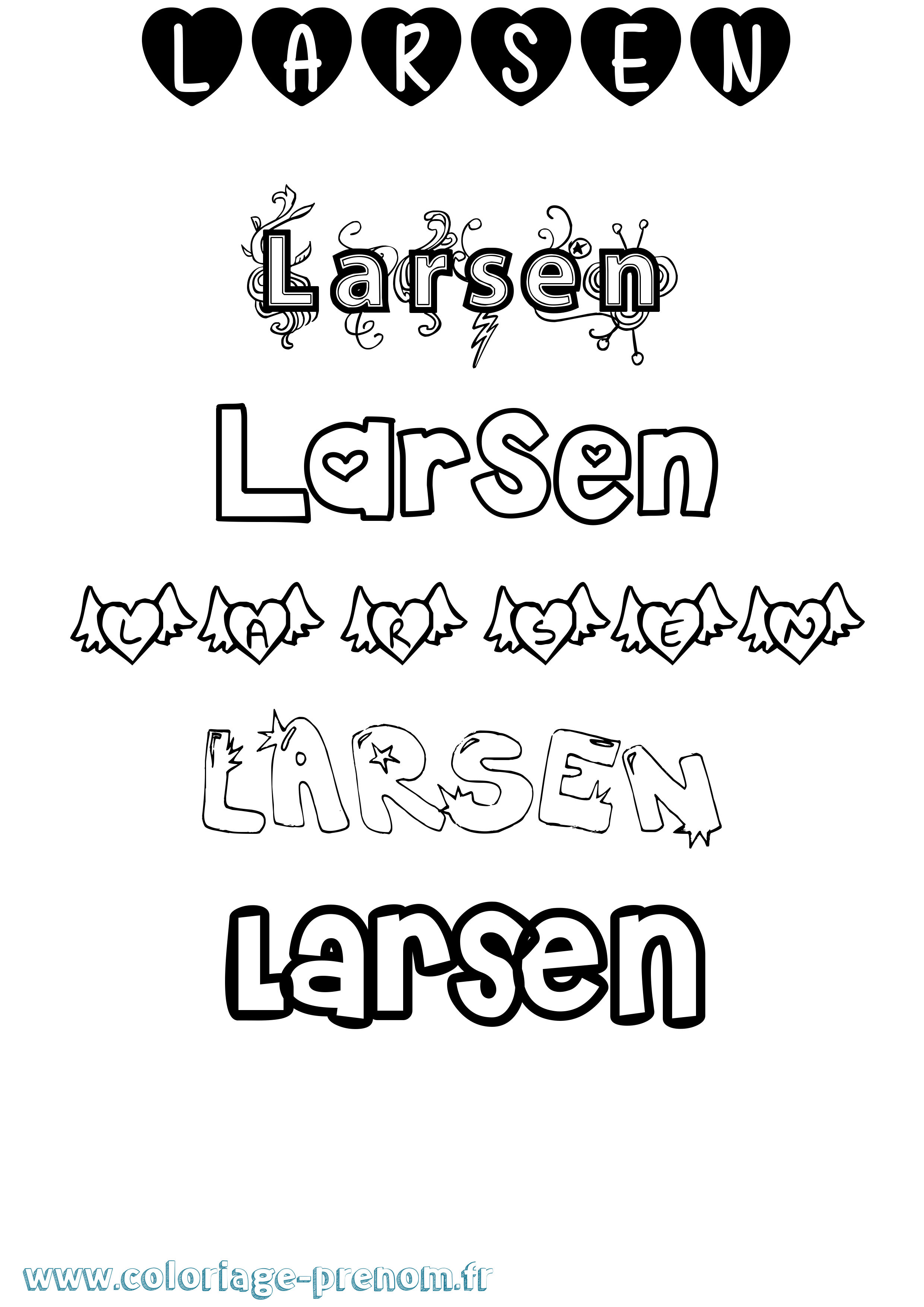 Coloriage Larsen Girly Coloriage prénom Larsen Girly