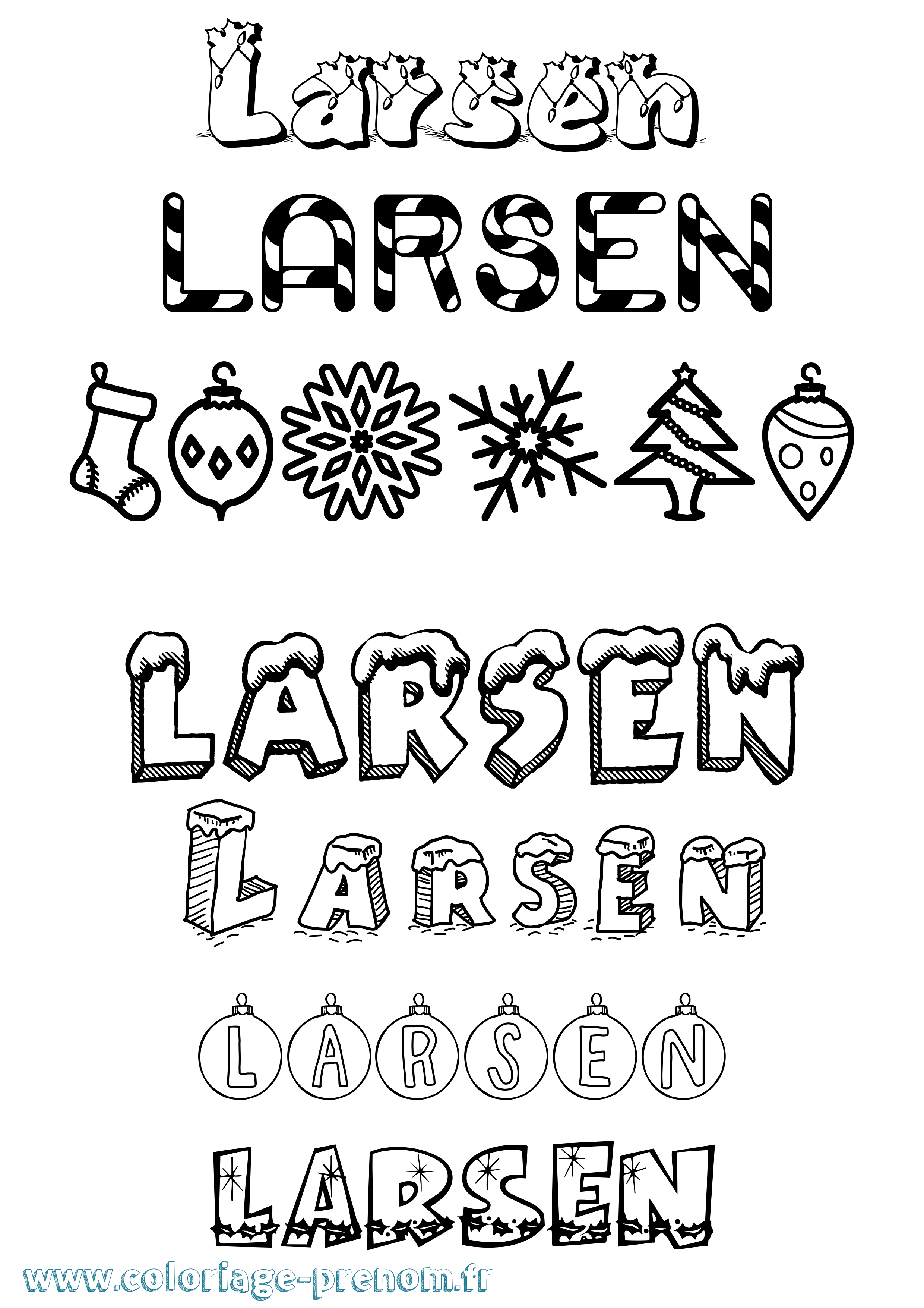 Coloriage Larsen Noël Coloriage prénom Larsen Noël