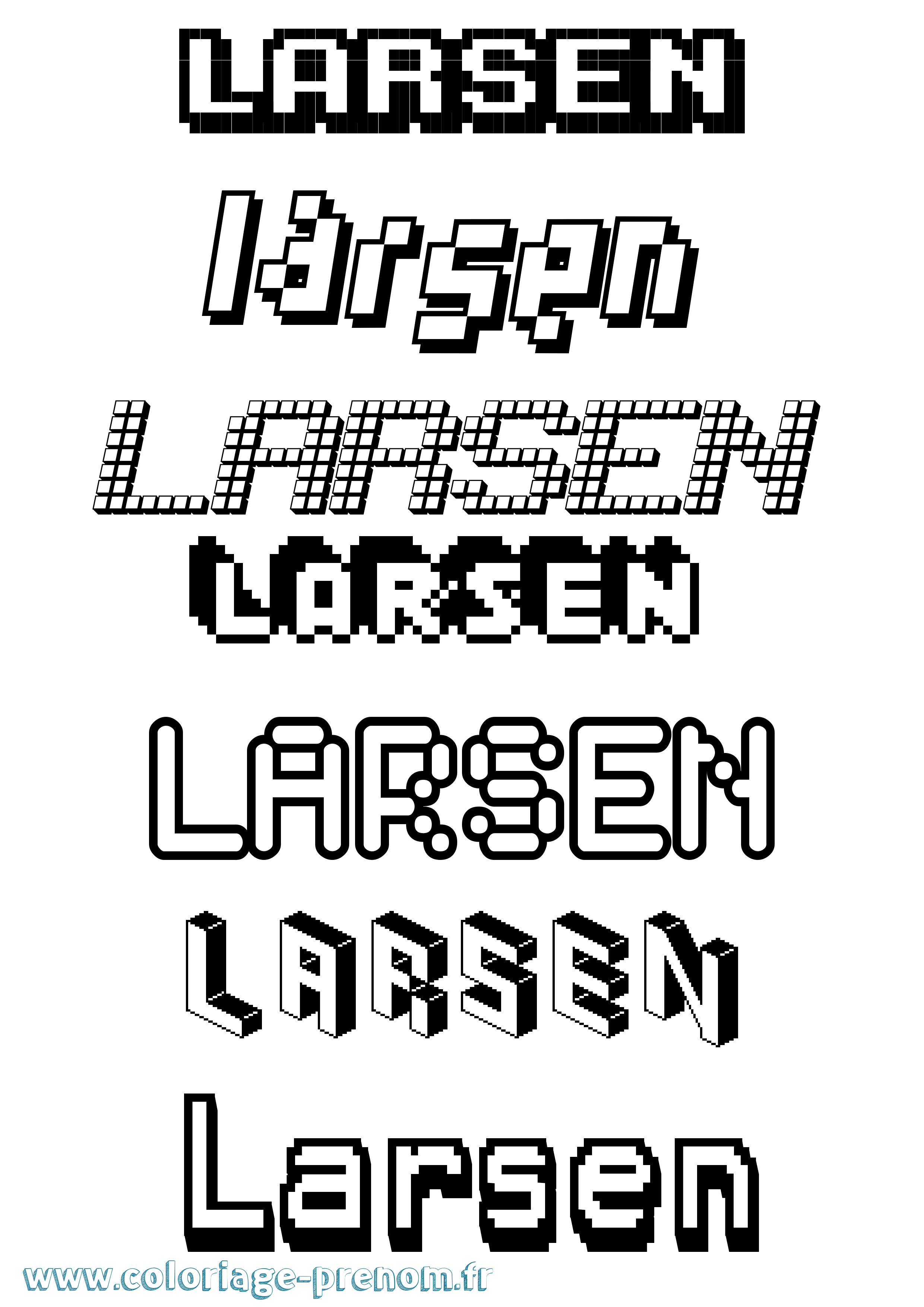 Coloriage Larsen Pixel Coloriage prénom Larsen Pixel