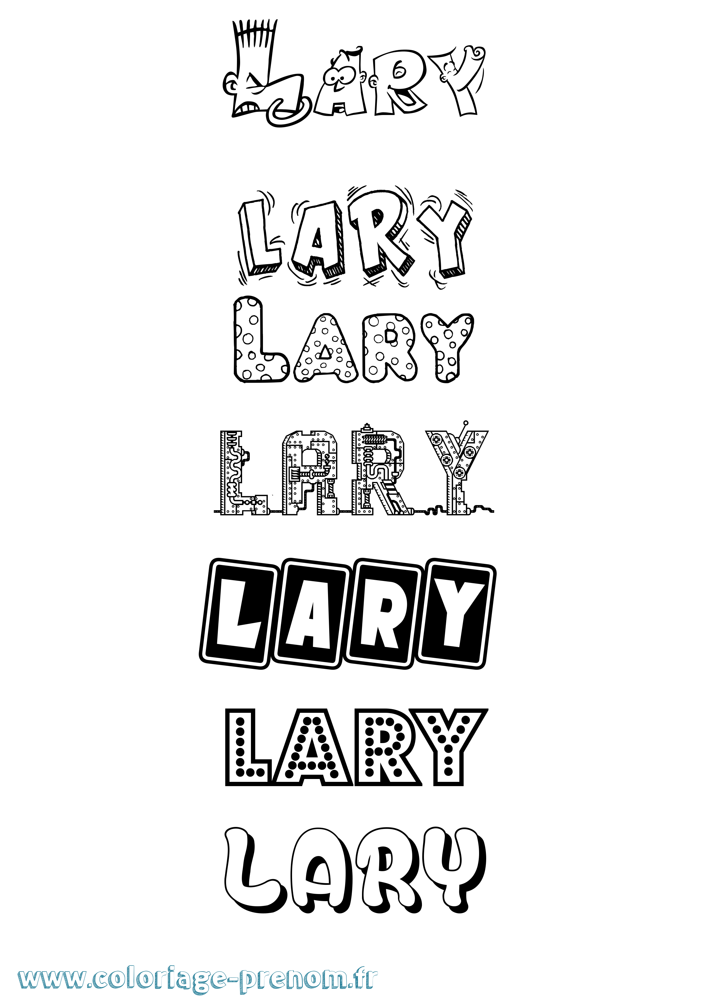 Coloriage Lary Fun Coloriage prénom Lary Fun