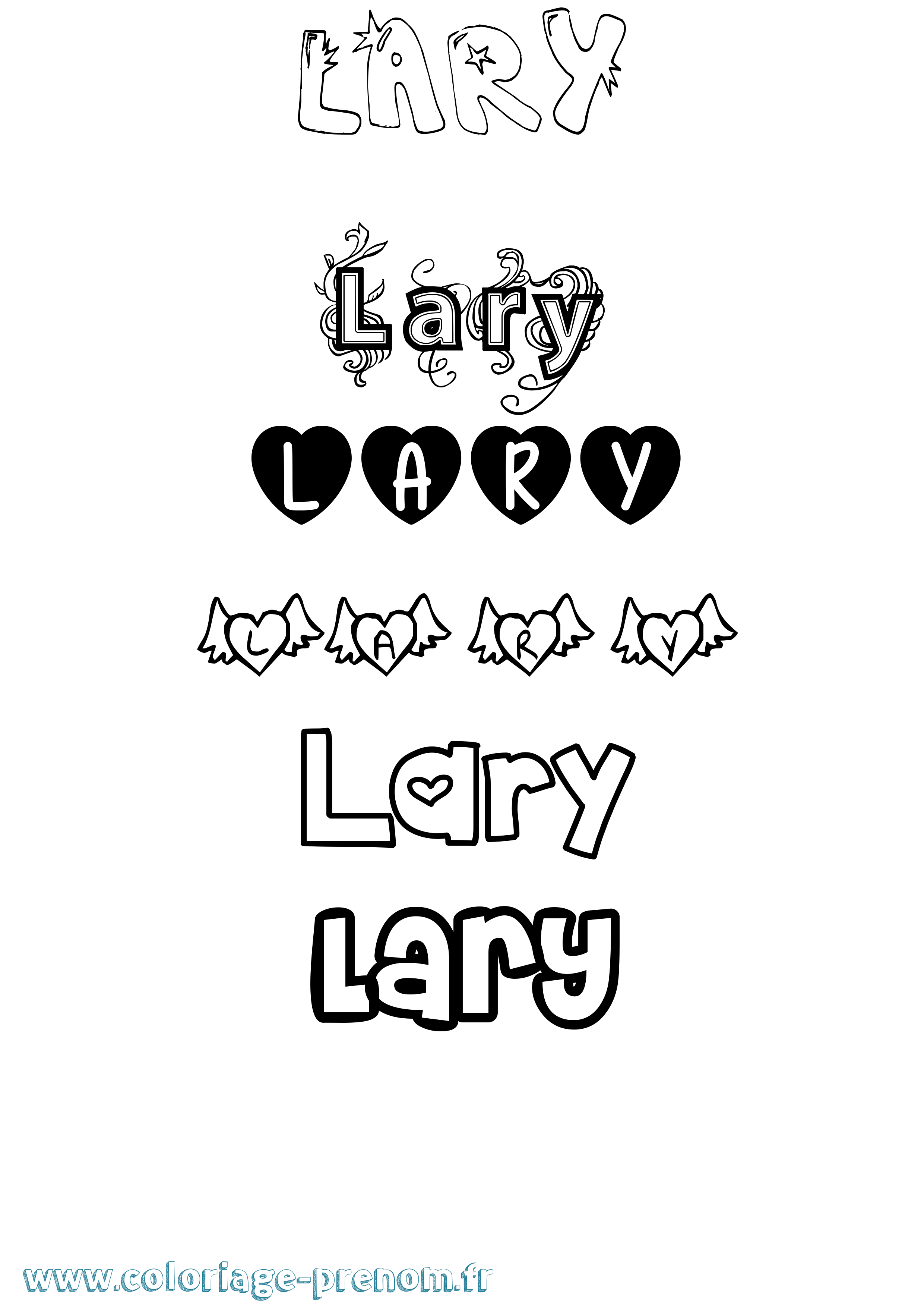 Coloriage Lary Girly Coloriage prénom Lary Girly