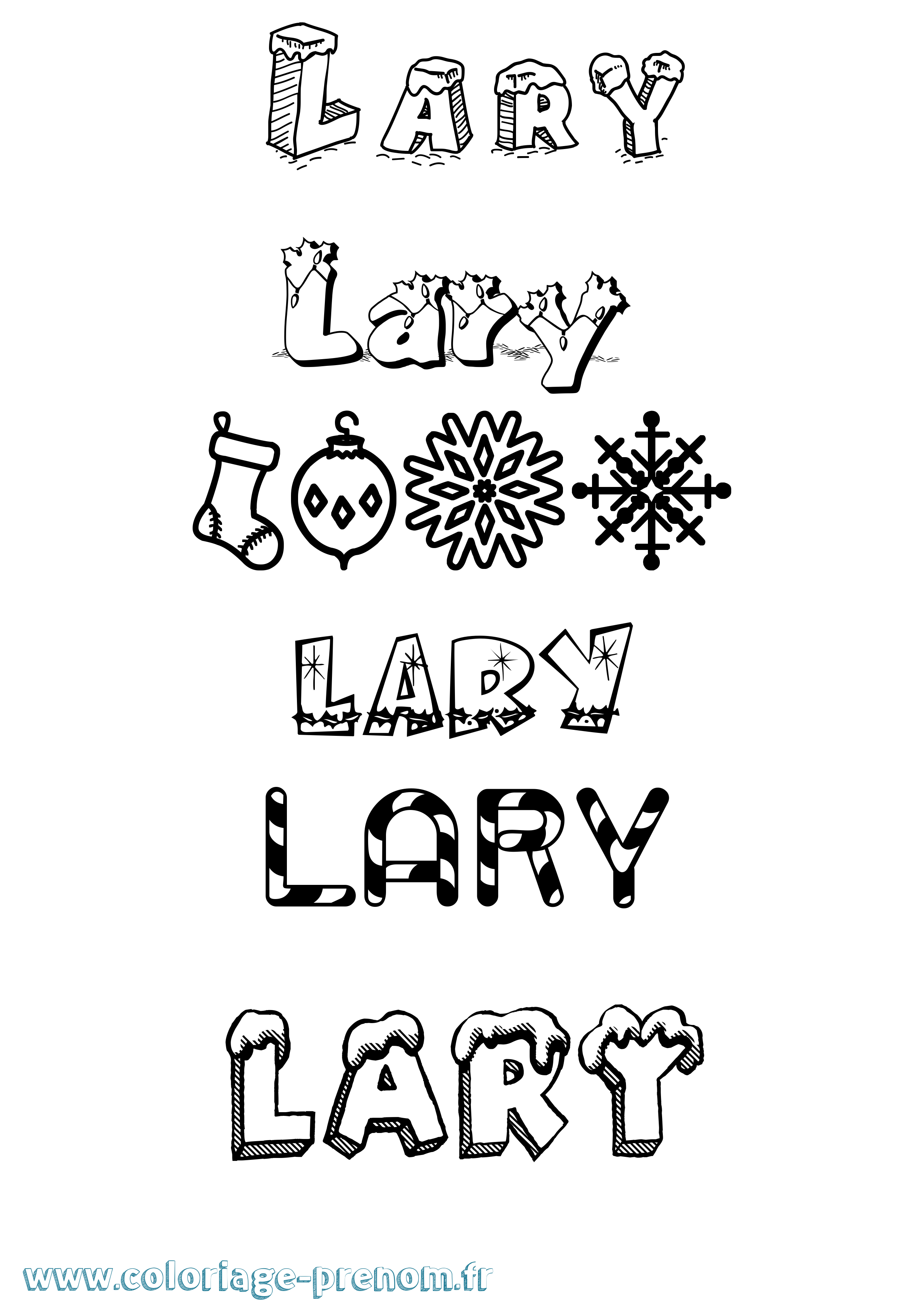 Coloriage Lary Noël Coloriage prénom Lary Noël