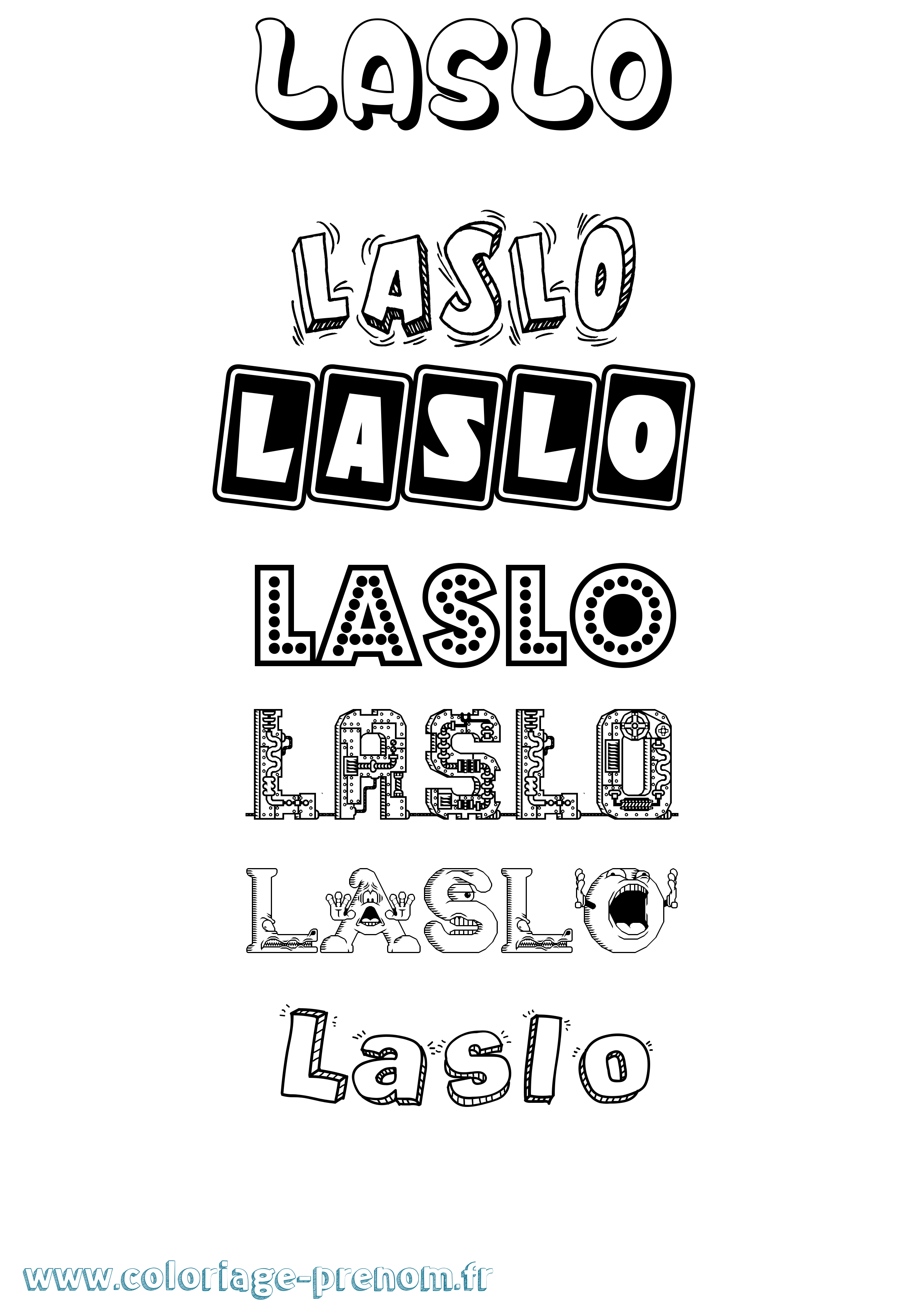 Coloriage Laslo Fun Coloriage prénom Laslo Fun