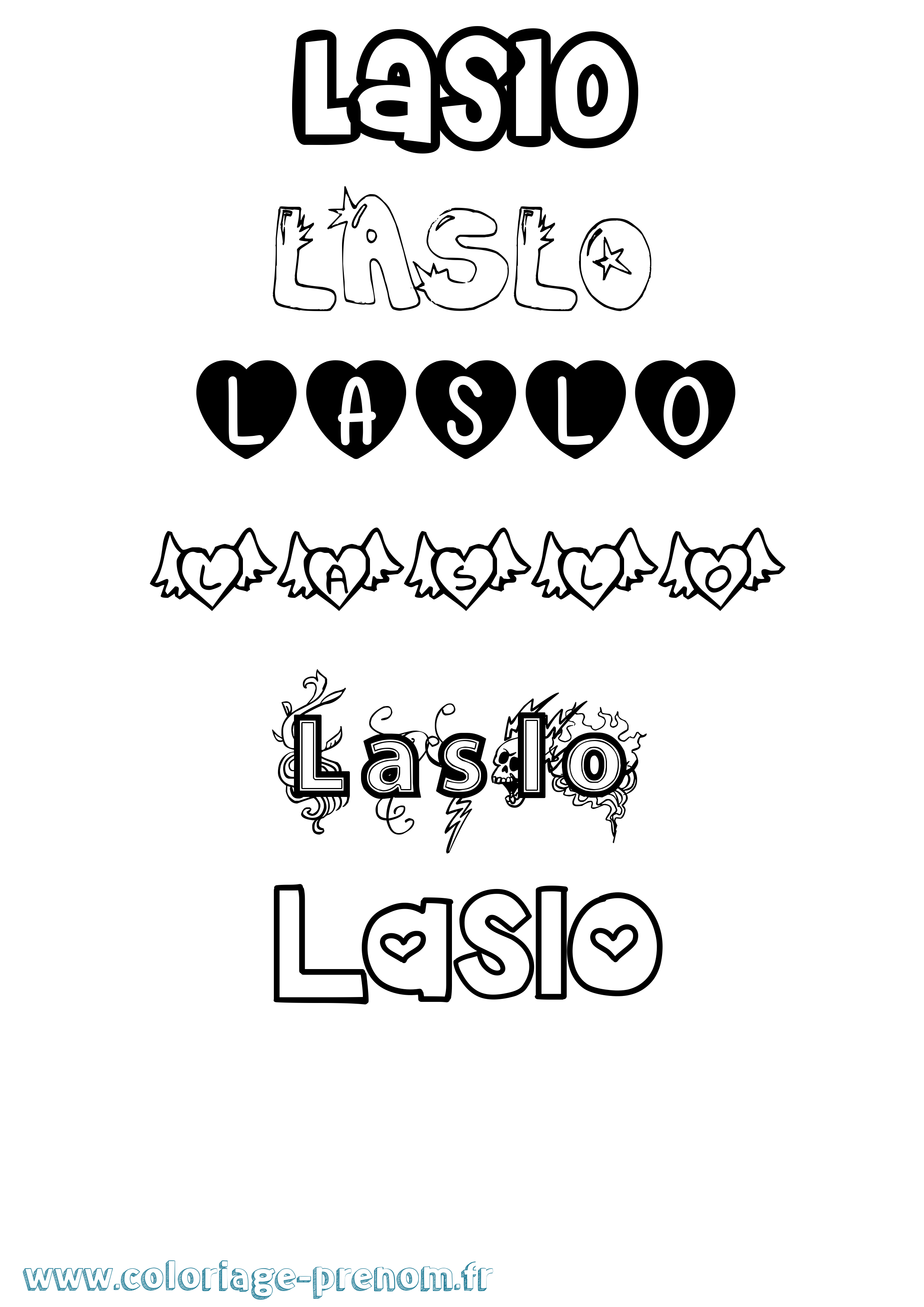 Coloriage Laslo Girly Coloriage prénom Laslo Girly