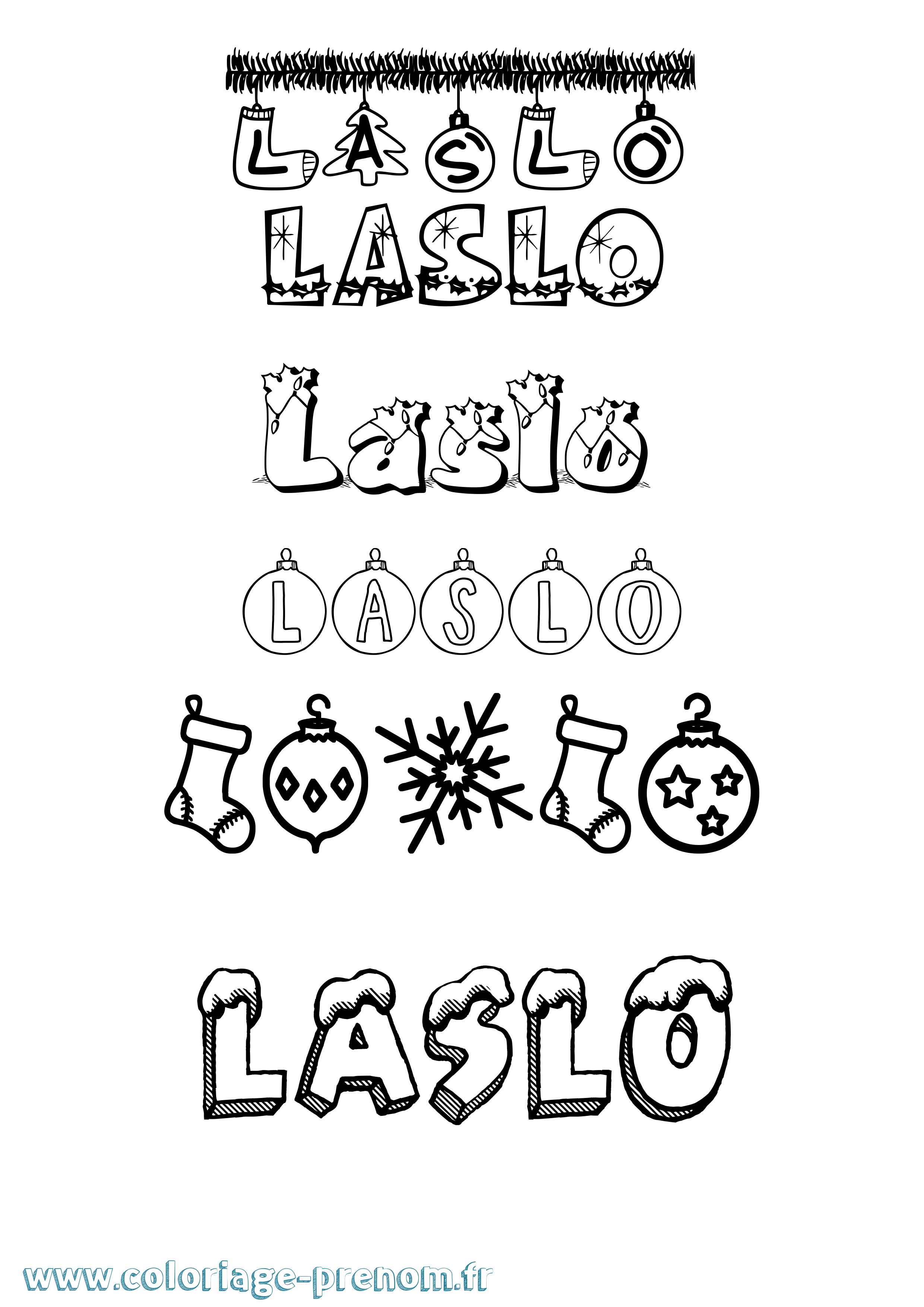 Coloriage Laslo Noël Coloriage prénom Laslo Noël