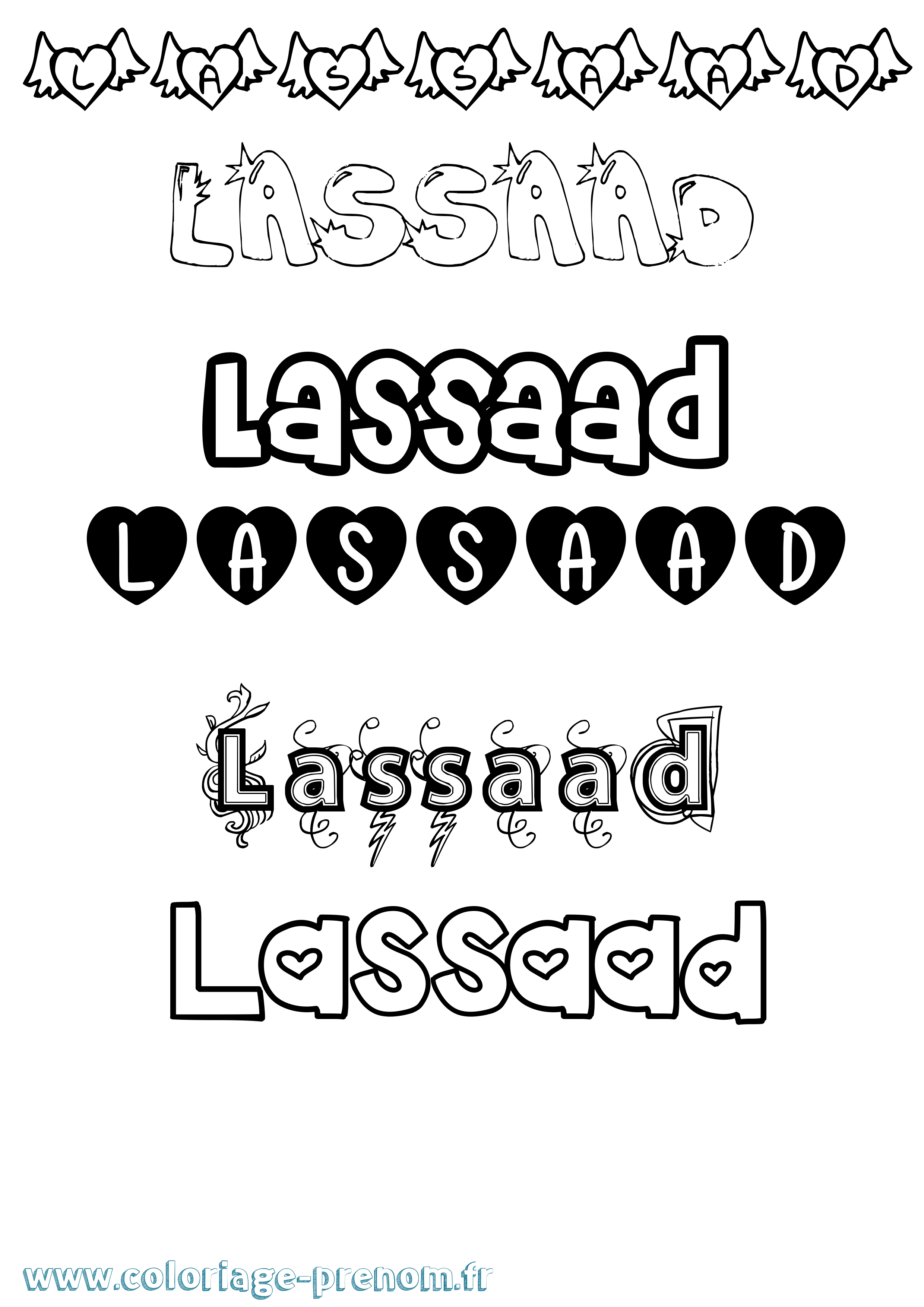 Coloriage Lassaad Girly Coloriage prénom Lassaad Girly