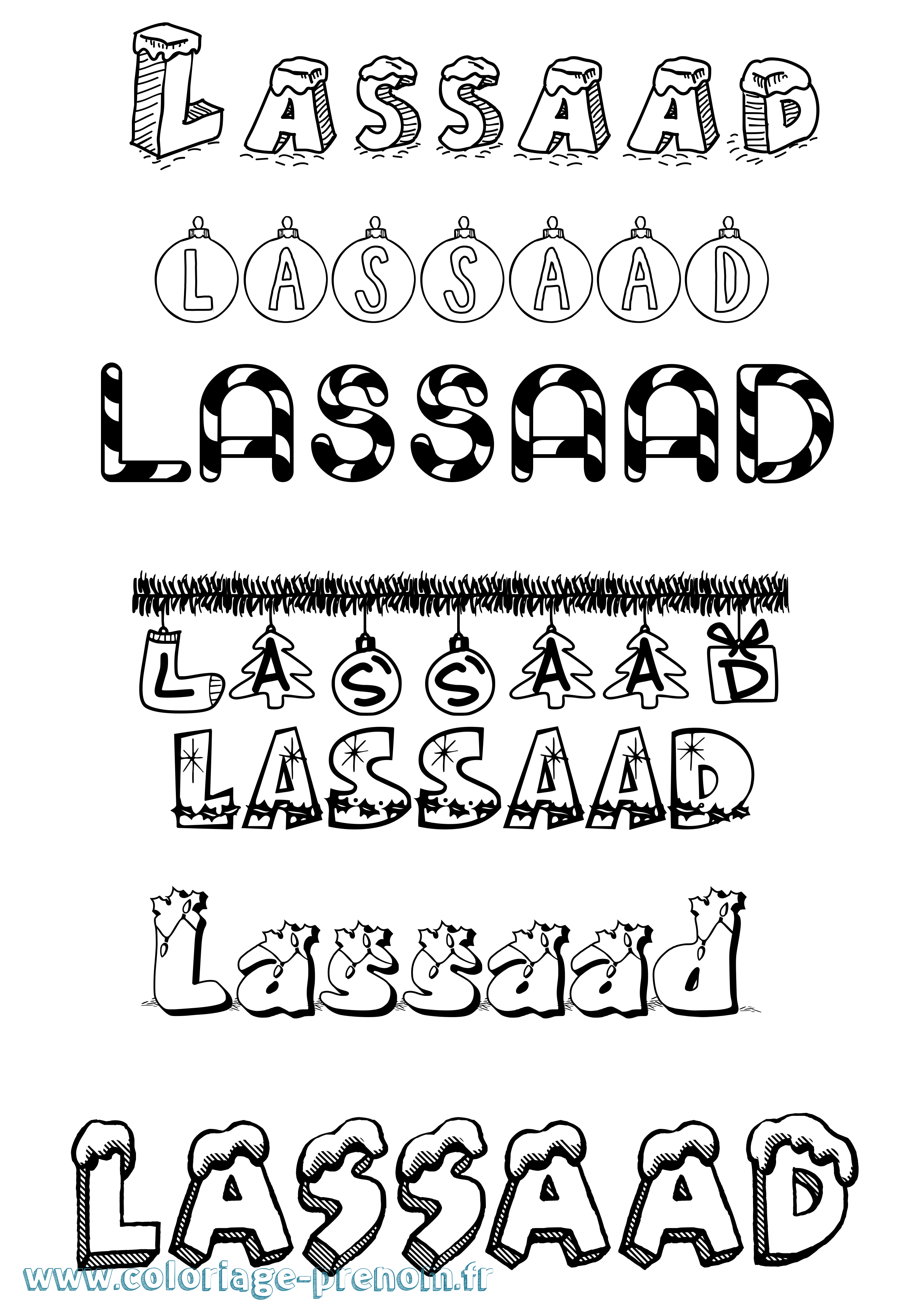Coloriage Lassaad Noël Coloriage prénom Lassaad Noël
