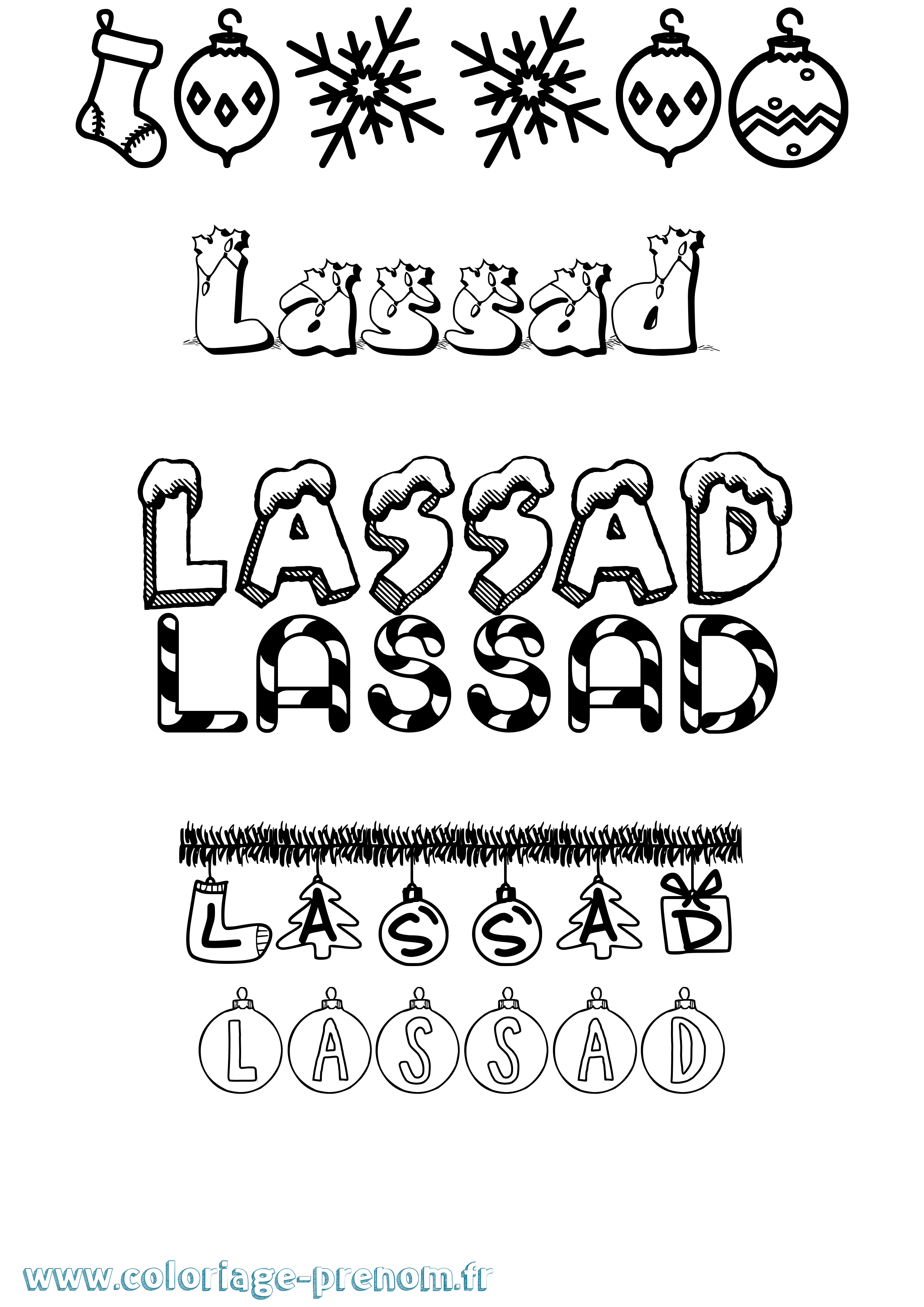 Coloriage Lassad Noël Coloriage prénom Lassad Noël