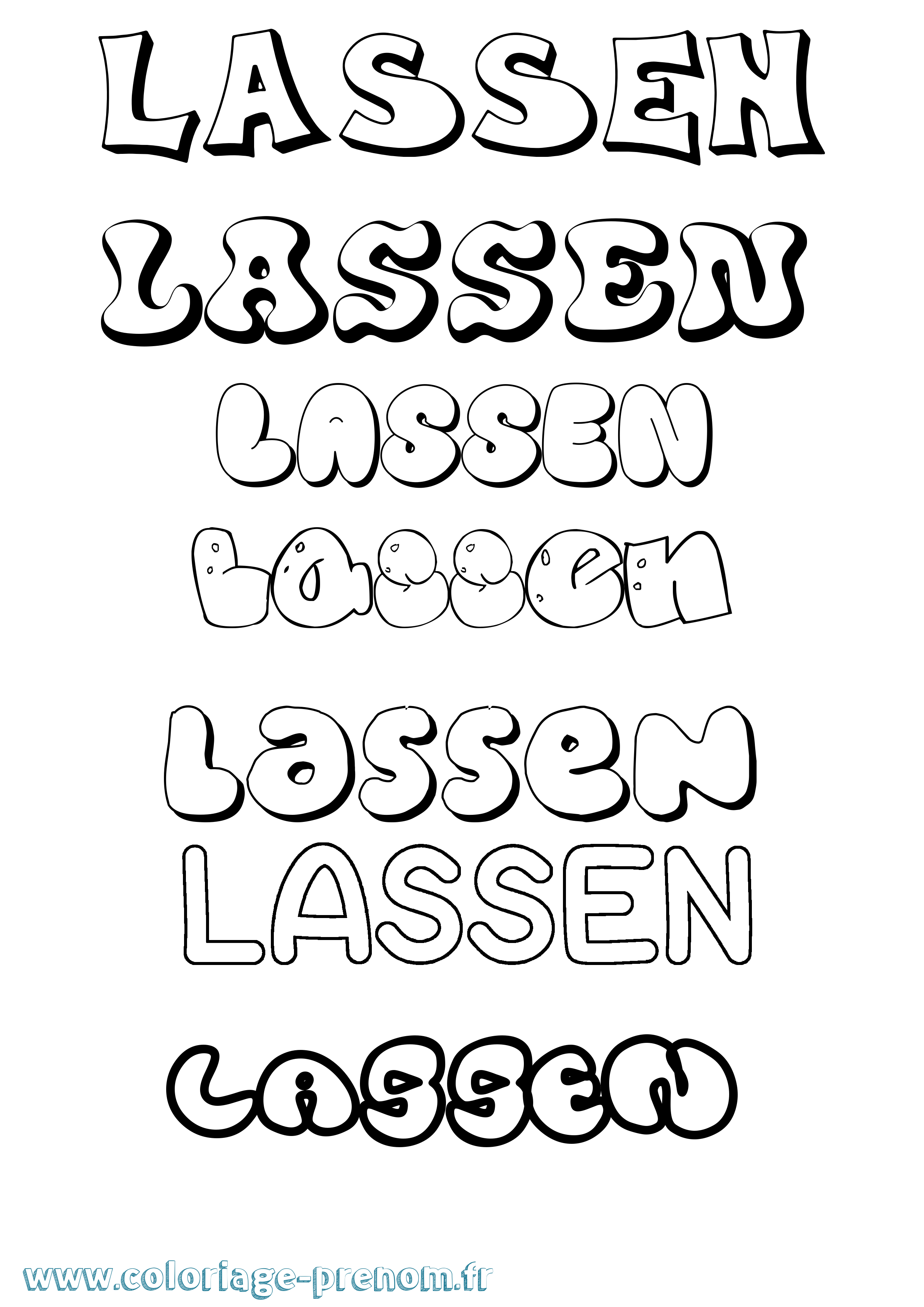 Coloriage Lassen Bubble Coloriage prénom Lassen Bubble