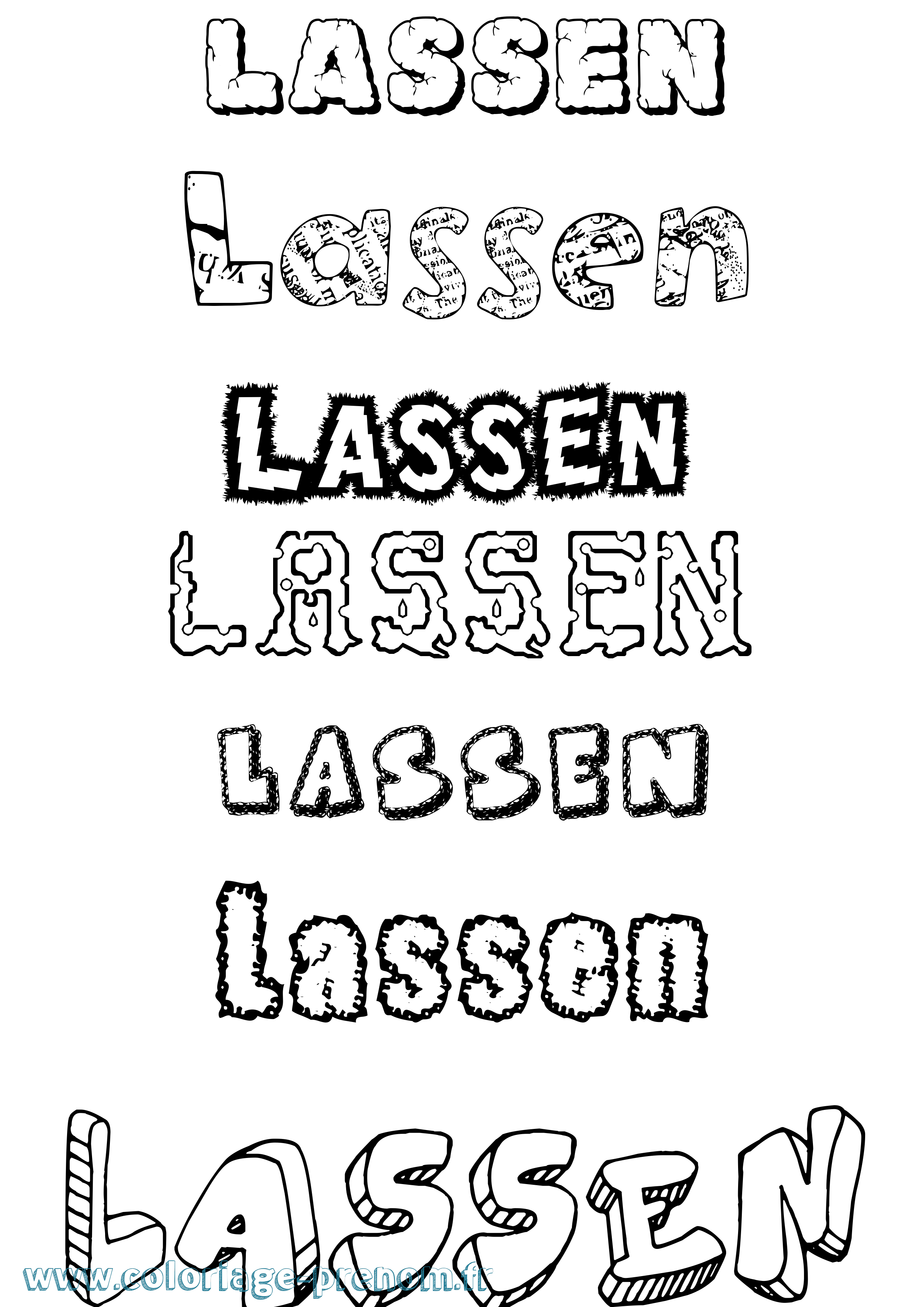 Coloriage Lassen Destructuré Coloriage prénom Lassen Destructuré