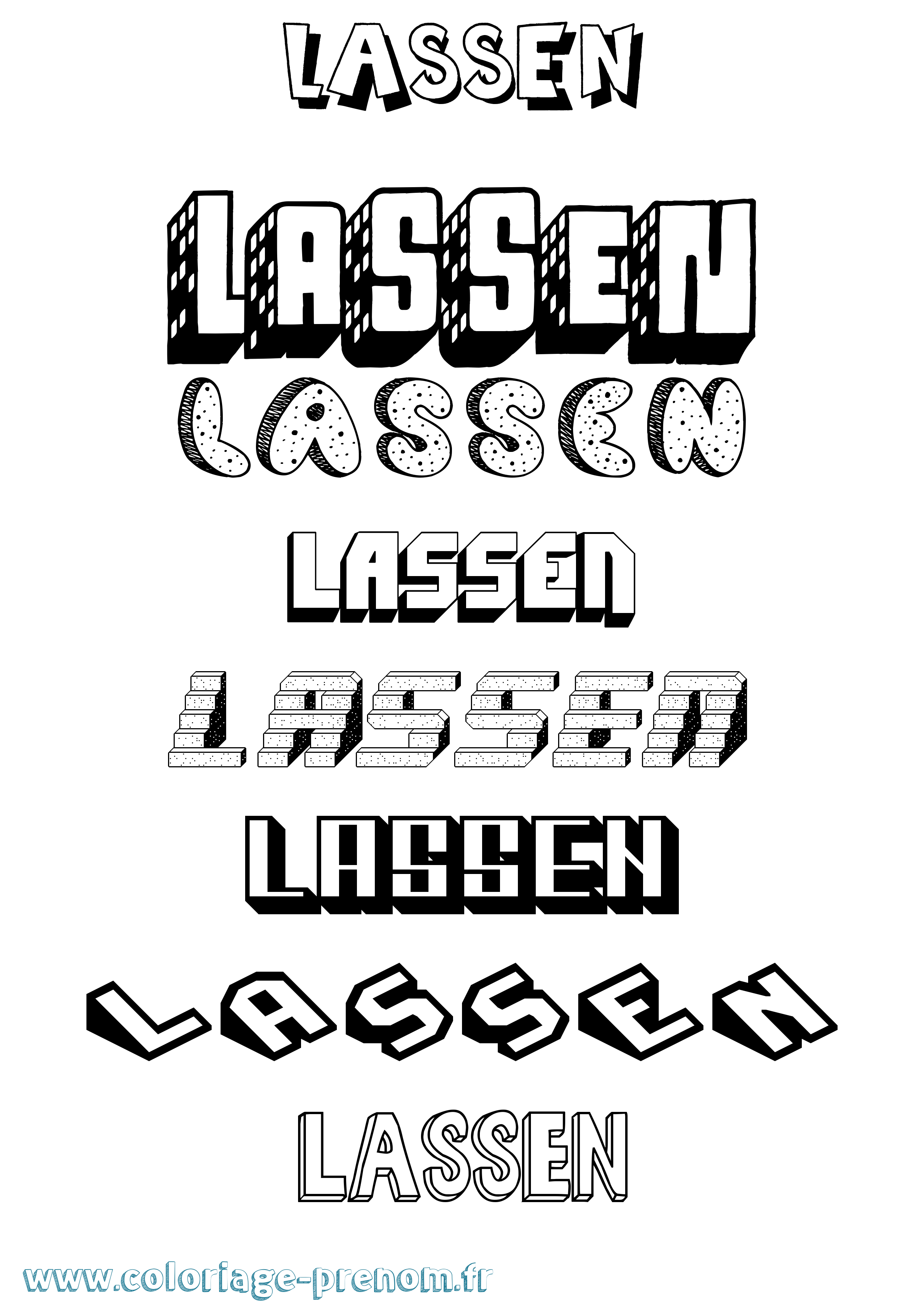 Coloriage Lassen Effet 3D Coloriage prénom Lassen Effet 3D
