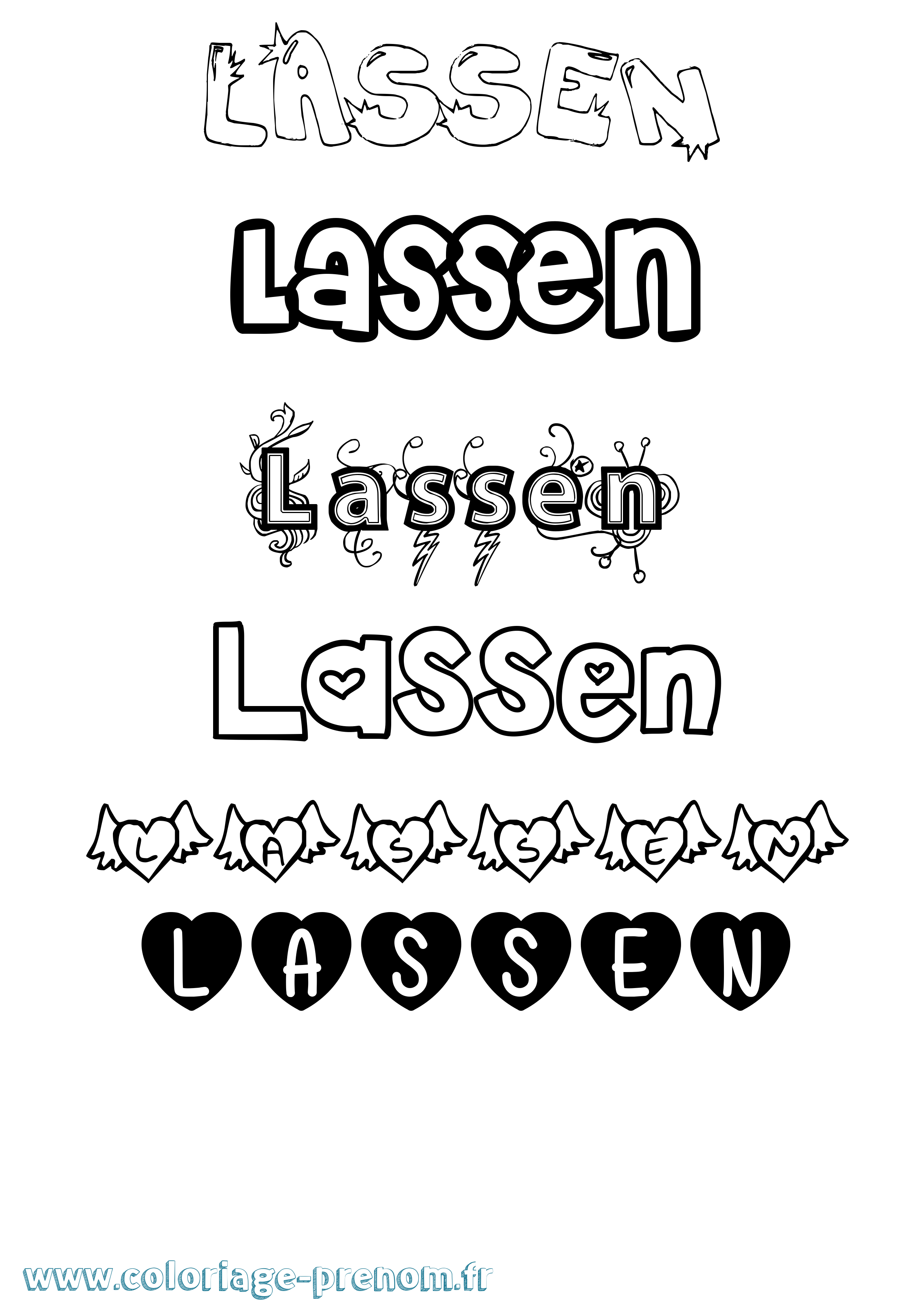 Coloriage Lassen Girly Coloriage prénom Lassen Girly