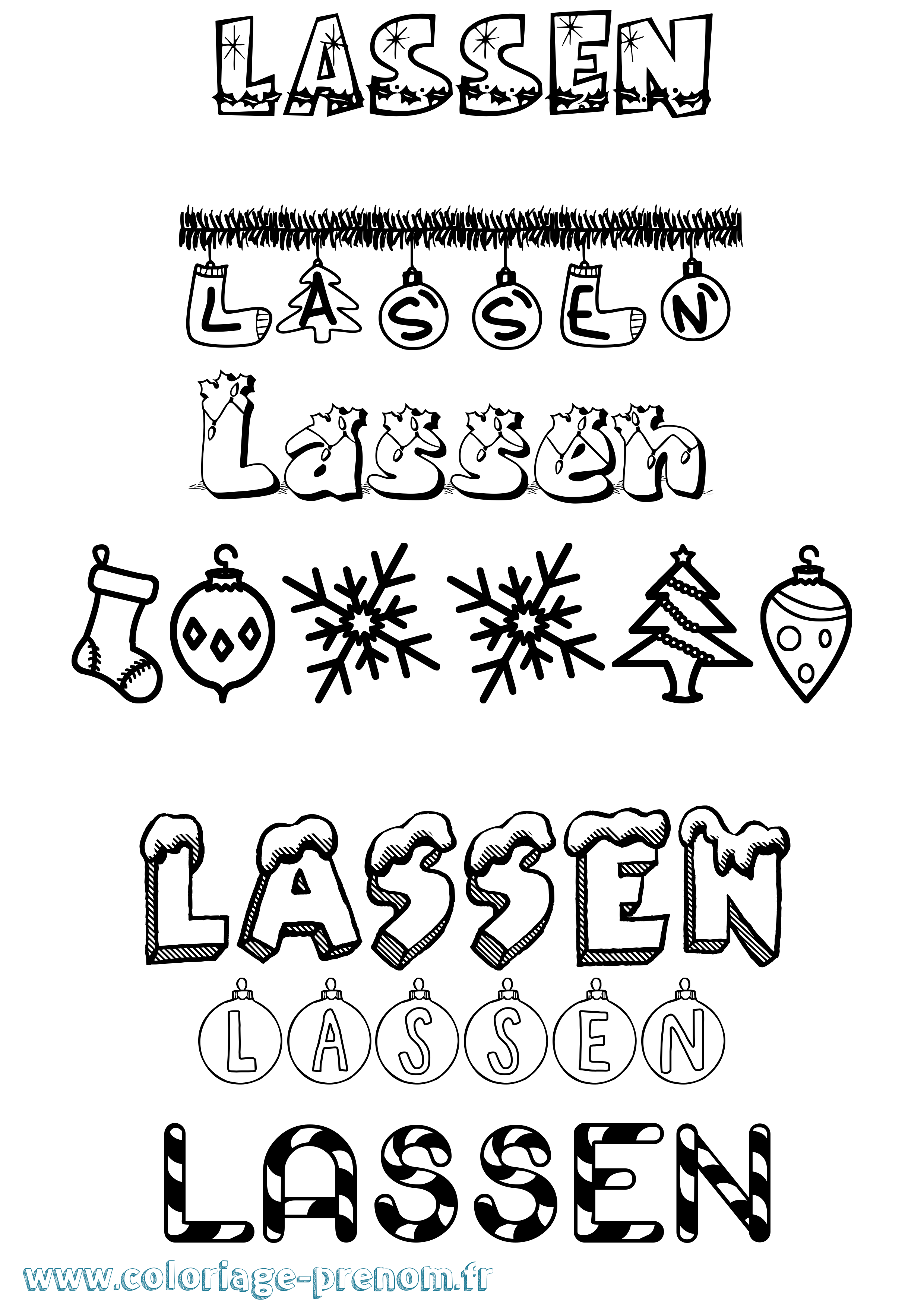 Coloriage Lassen Noël Coloriage prénom Lassen Noël