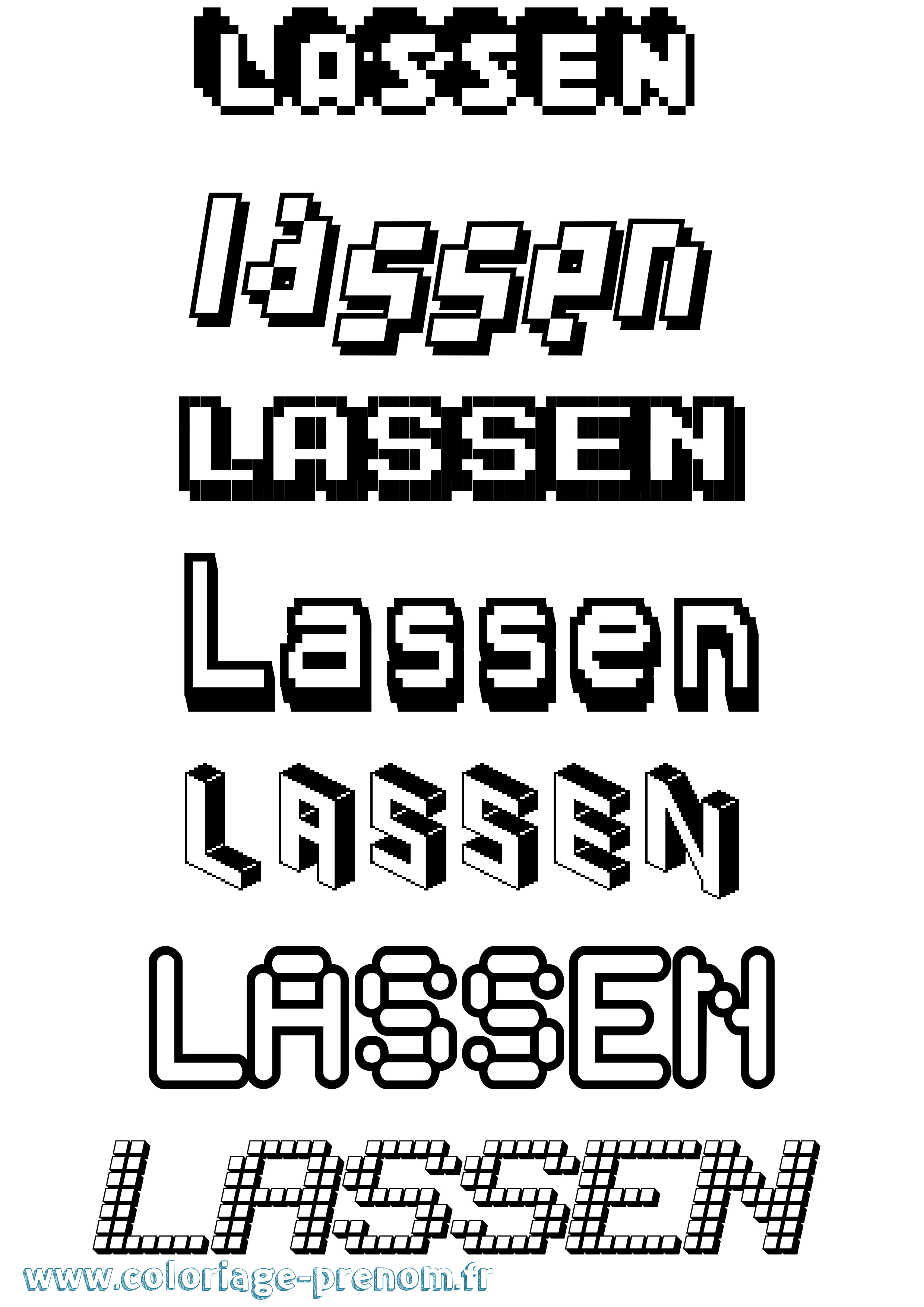 Coloriage Lassen Pixel Coloriage prénom Lassen Pixel