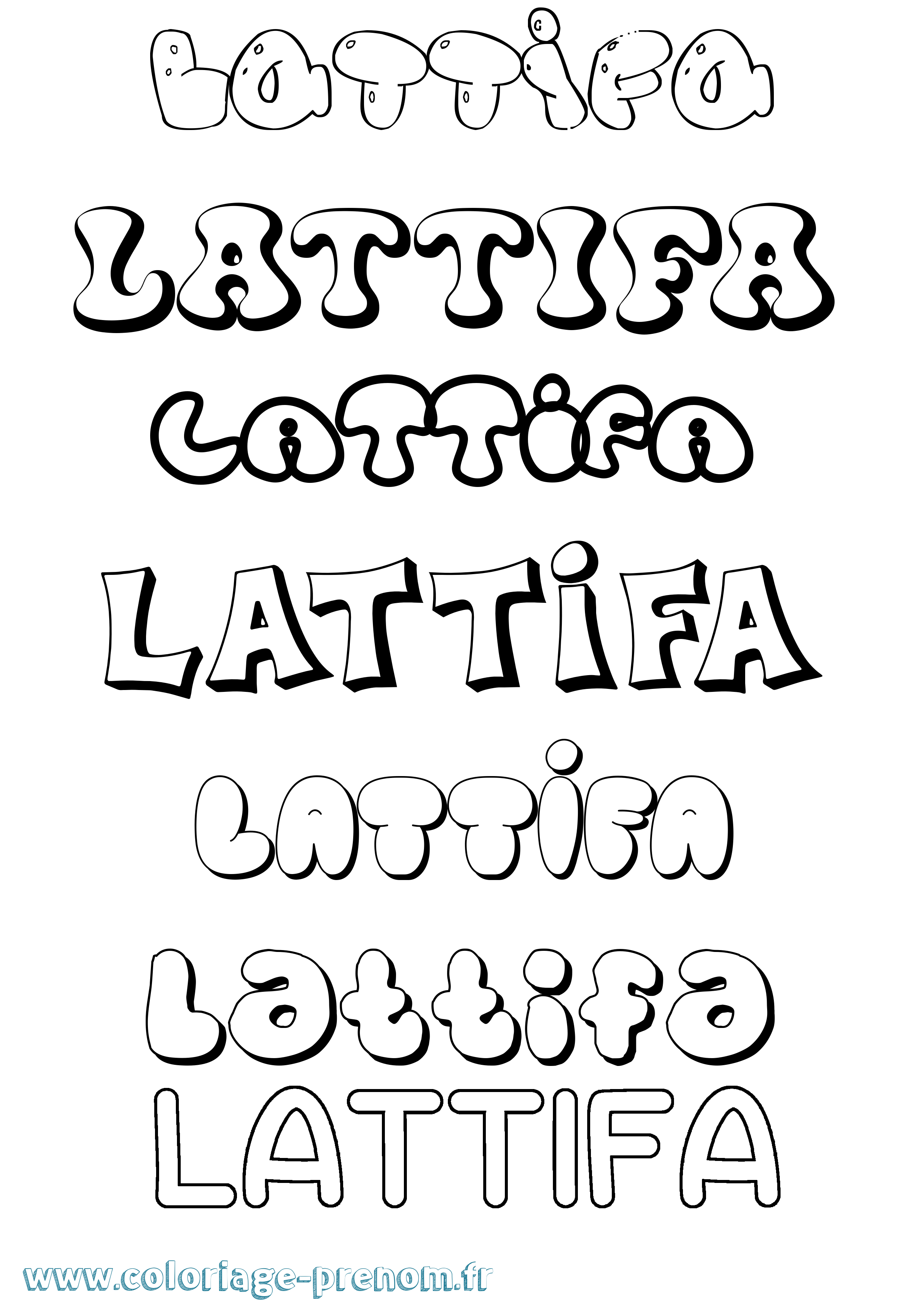 Coloriage Lattifa Bubble Coloriage prénom Lattifa Bubble