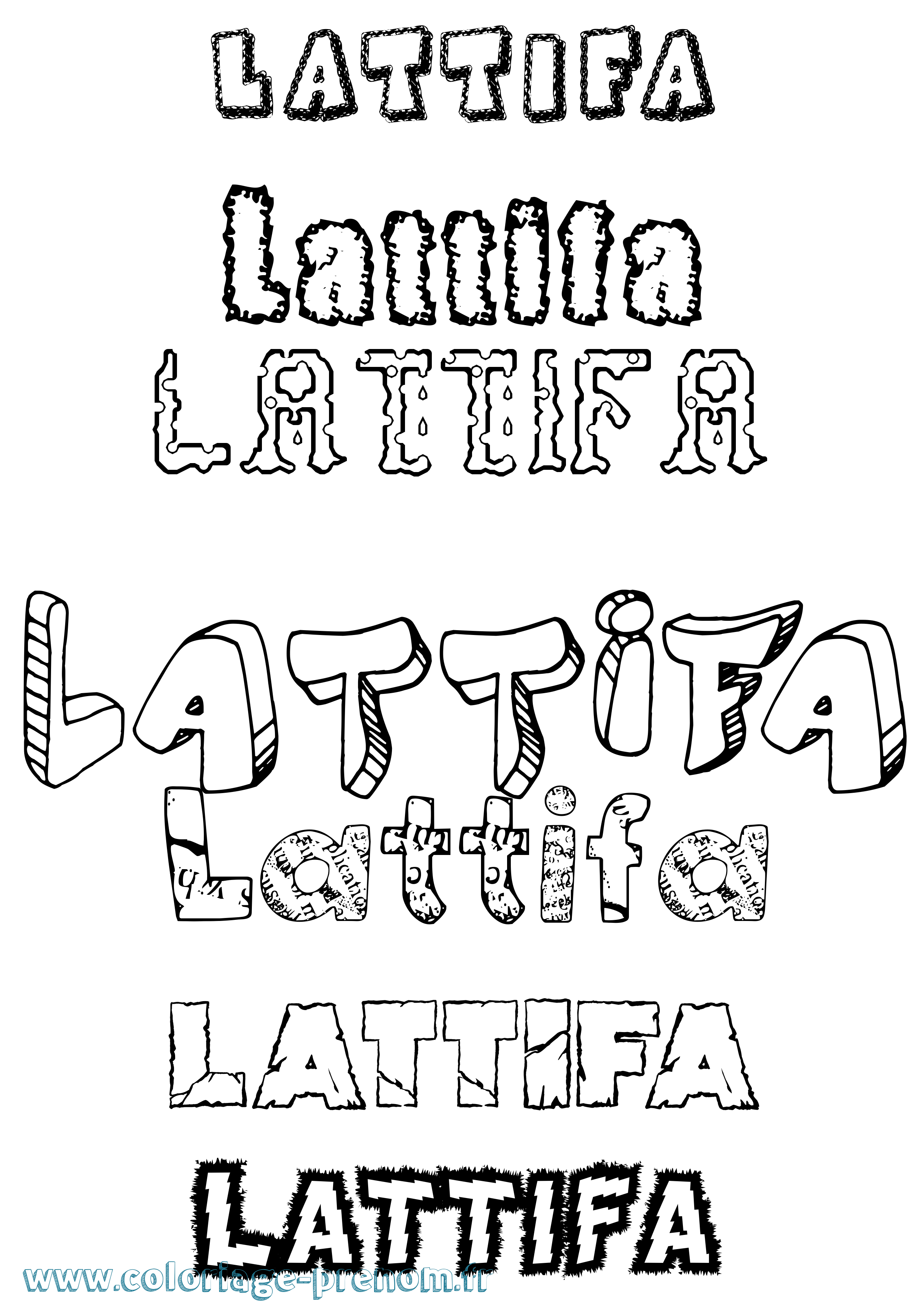 Coloriage Lattifa Destructuré Coloriage prénom Lattifa Destructuré
