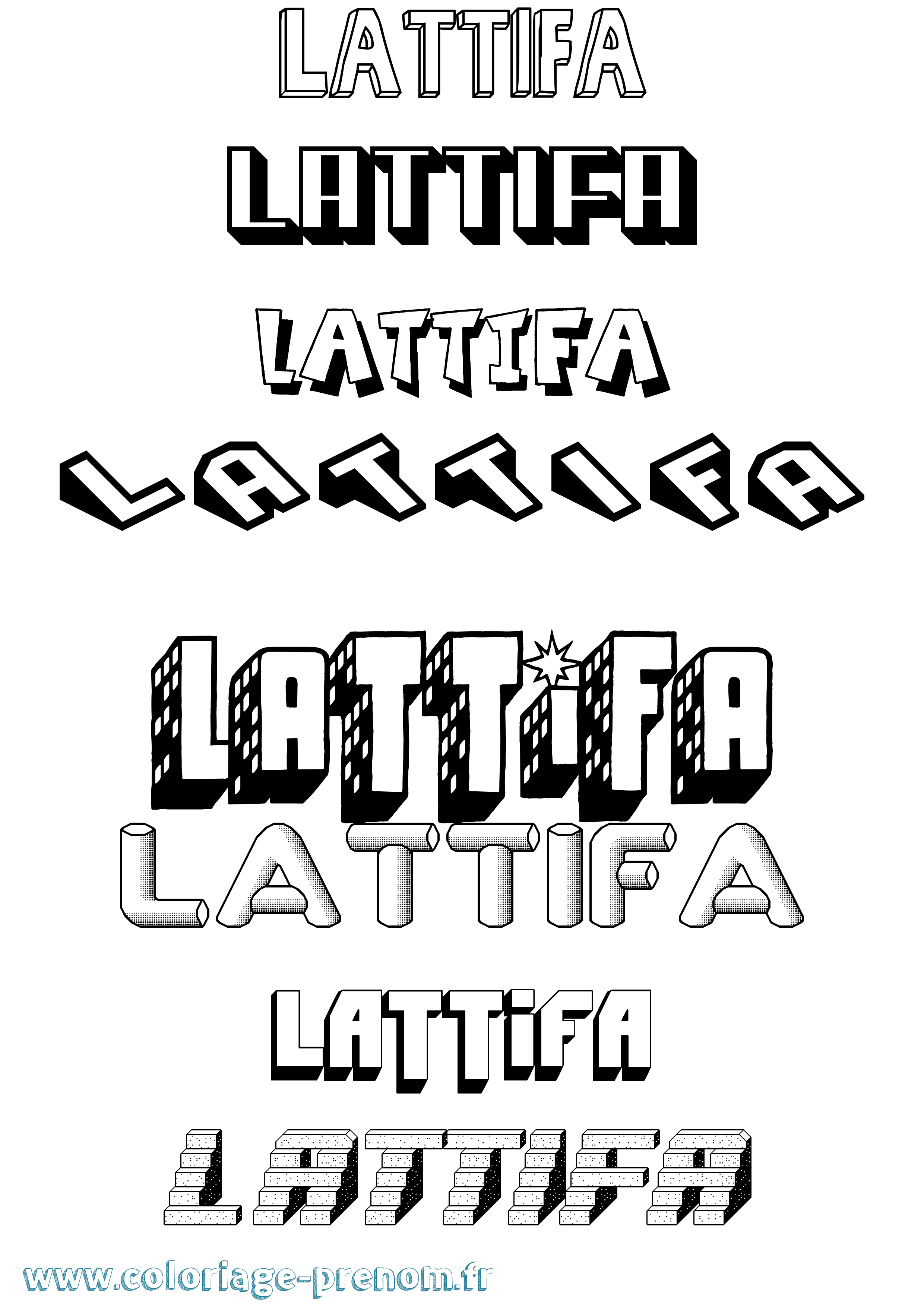 Coloriage Lattifa Effet 3D Coloriage prénom Lattifa Effet 3D