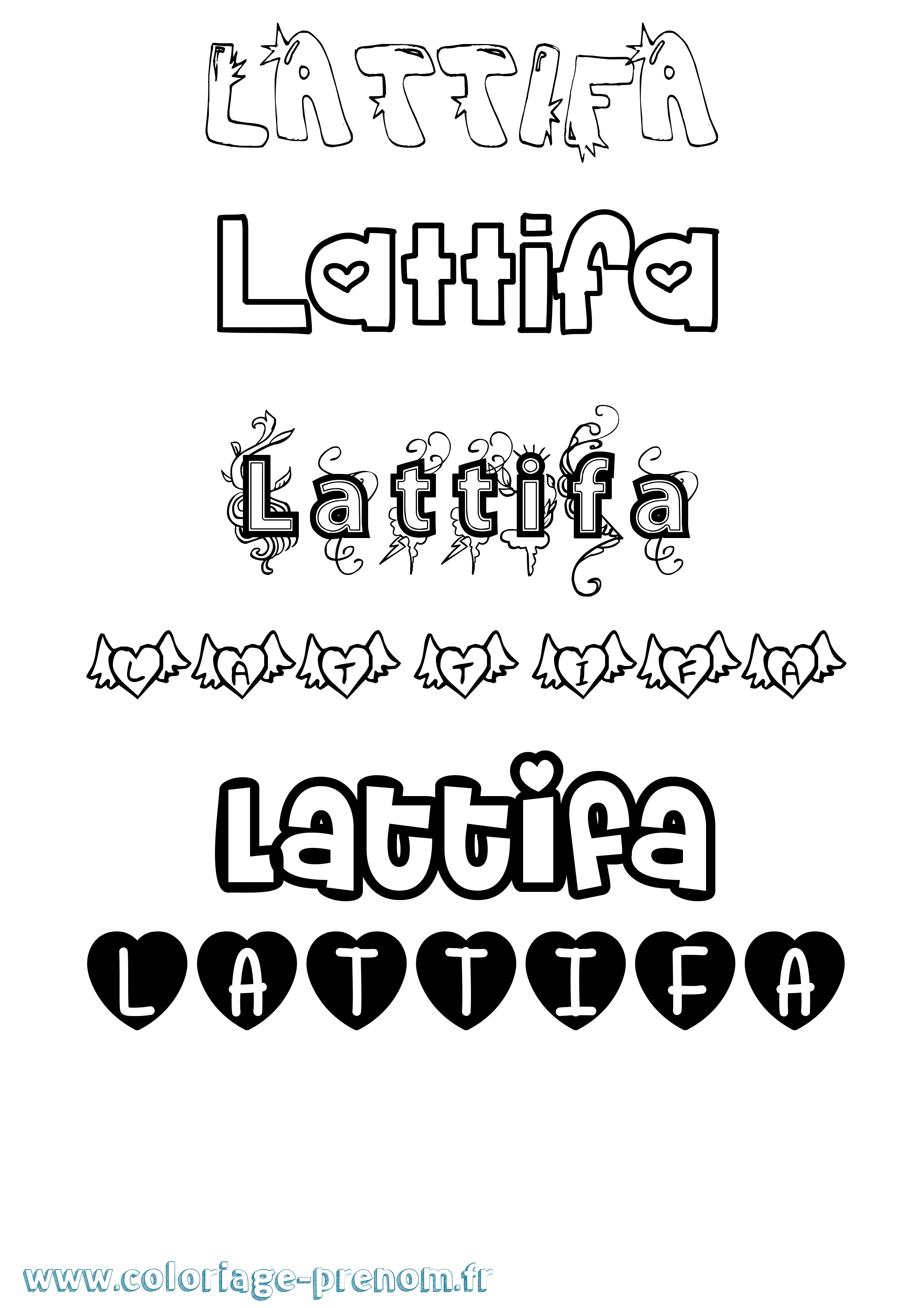 Coloriage Lattifa Girly Coloriage prénom Lattifa Girly
