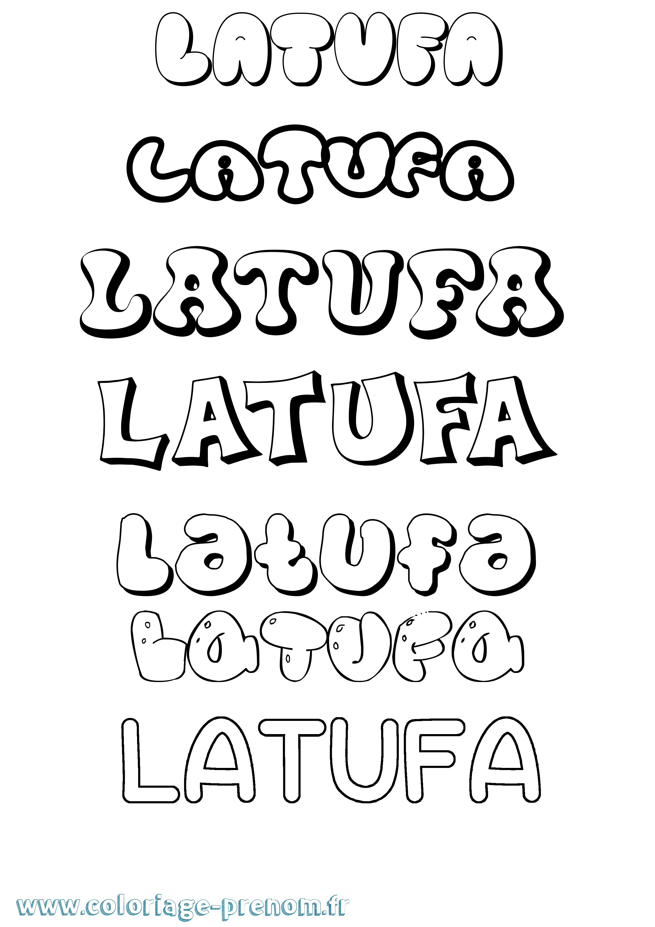 Coloriage Latufa Bubble Coloriage prénom Latufa Bubble