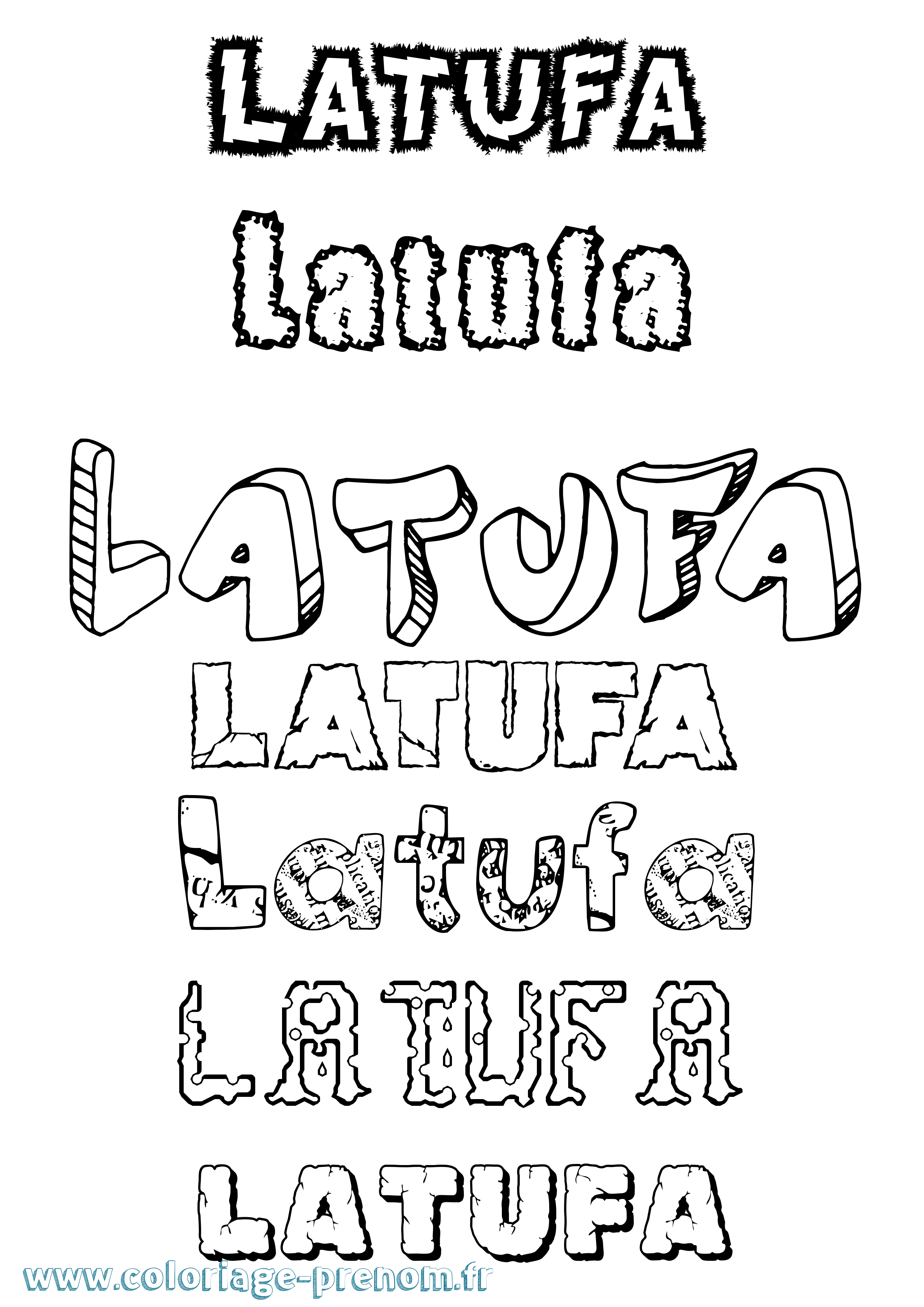 Coloriage Latufa Destructuré Coloriage prénom Latufa Destructuré