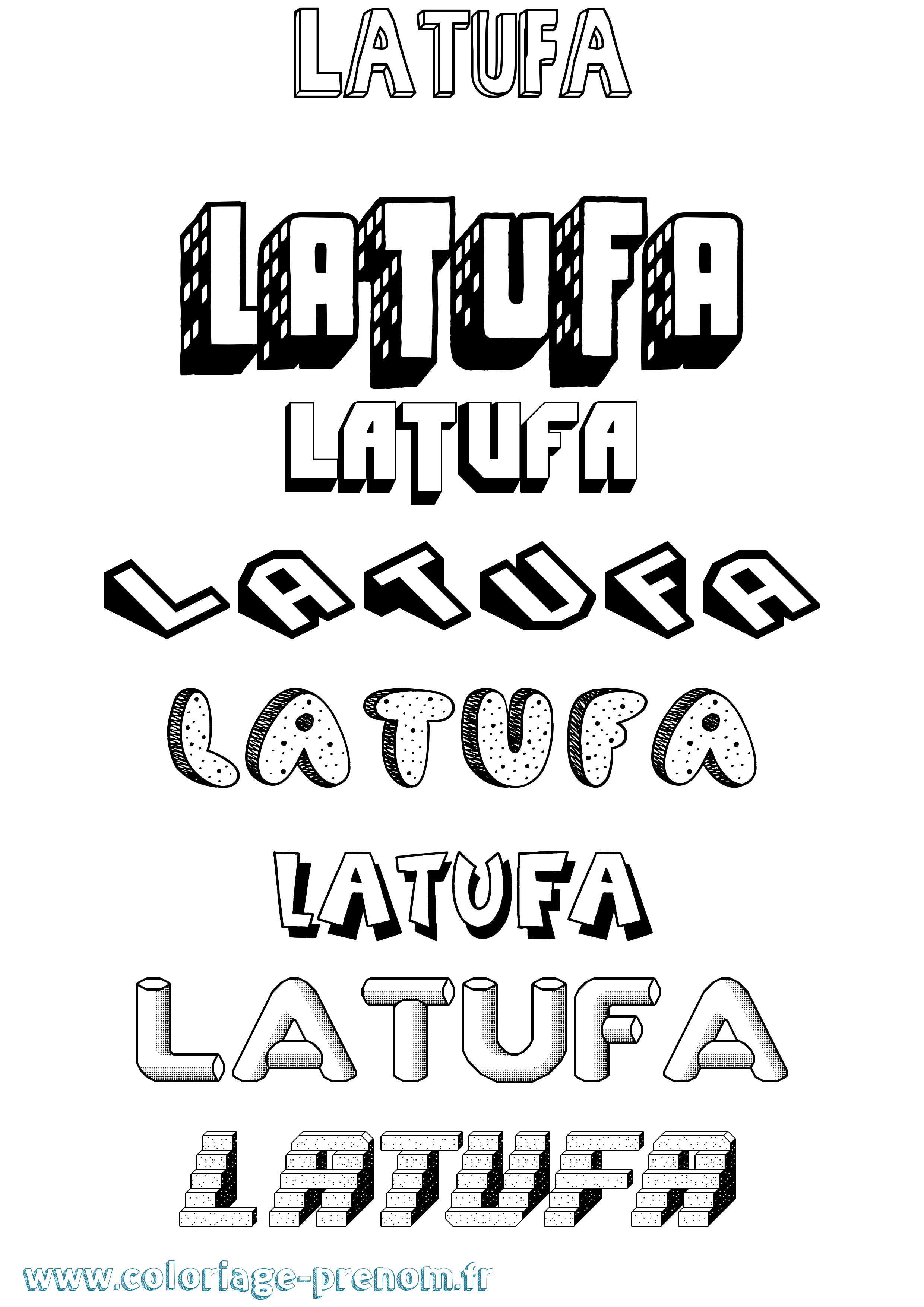 Coloriage Latufa Effet 3D Coloriage prénom Latufa Effet 3D