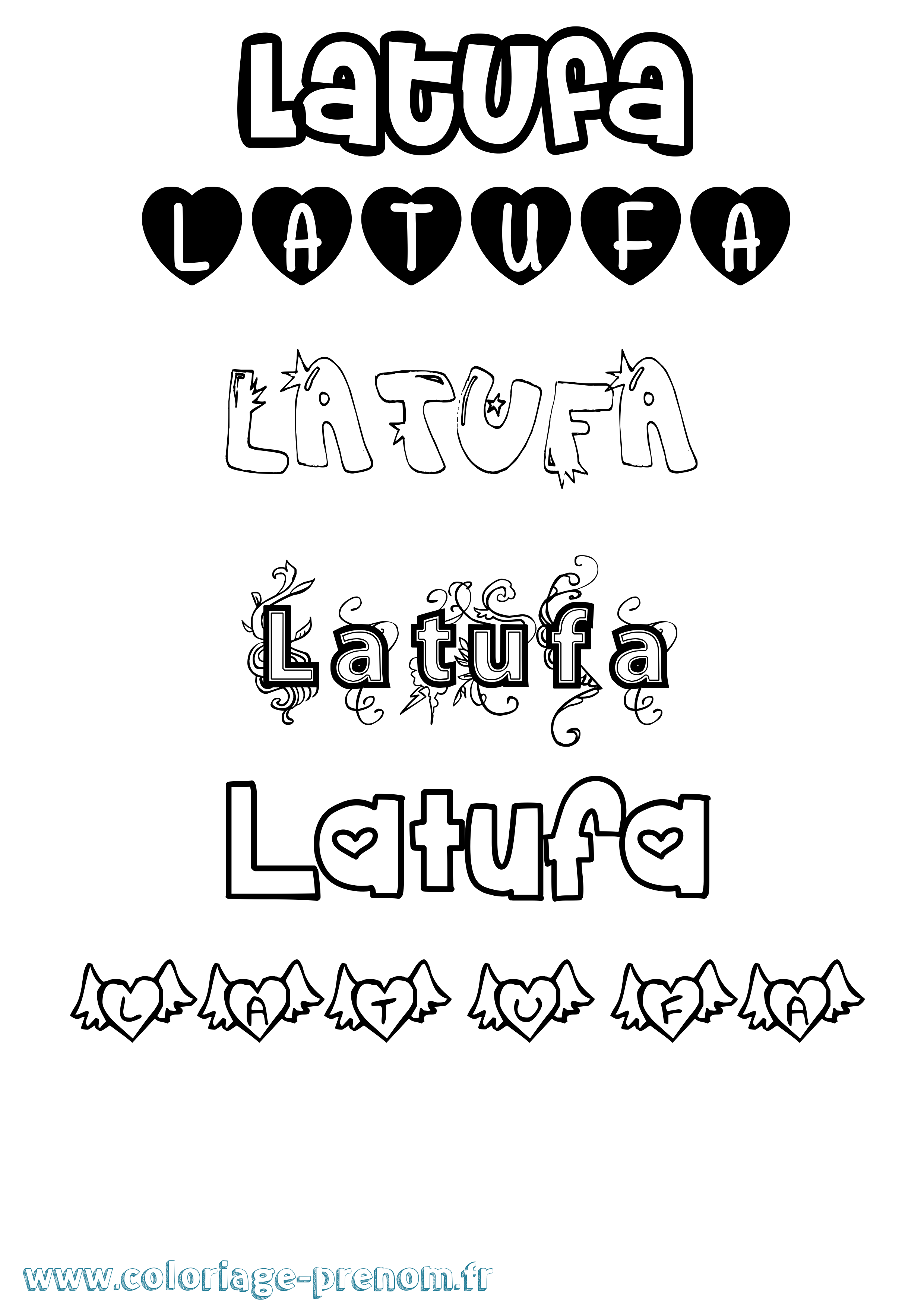 Coloriage Latufa Girly Coloriage prénom Latufa Girly