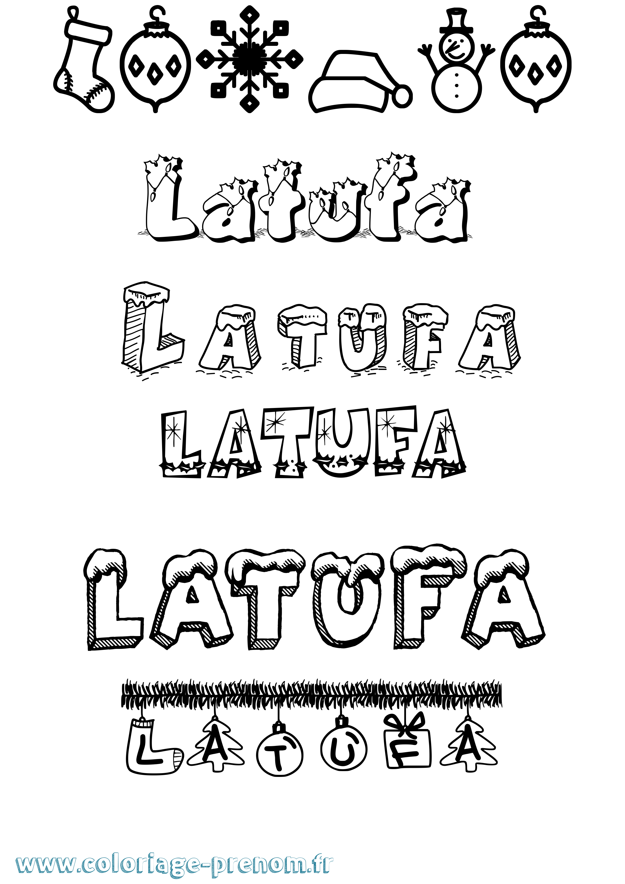 Coloriage Latufa Noël Coloriage prénom Latufa Noël