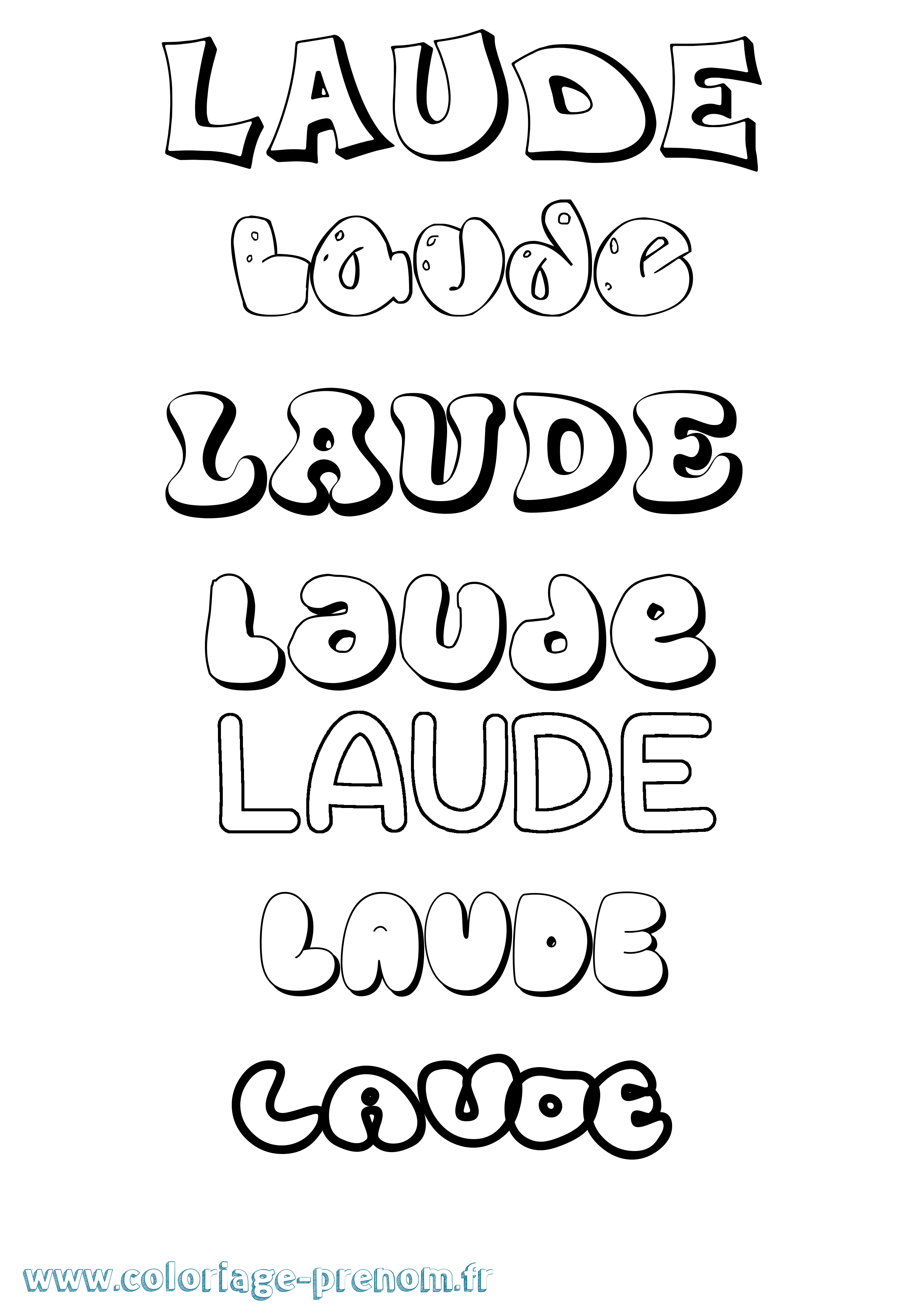 Coloriage Laude Bubble Coloriage prénom Laude Bubble