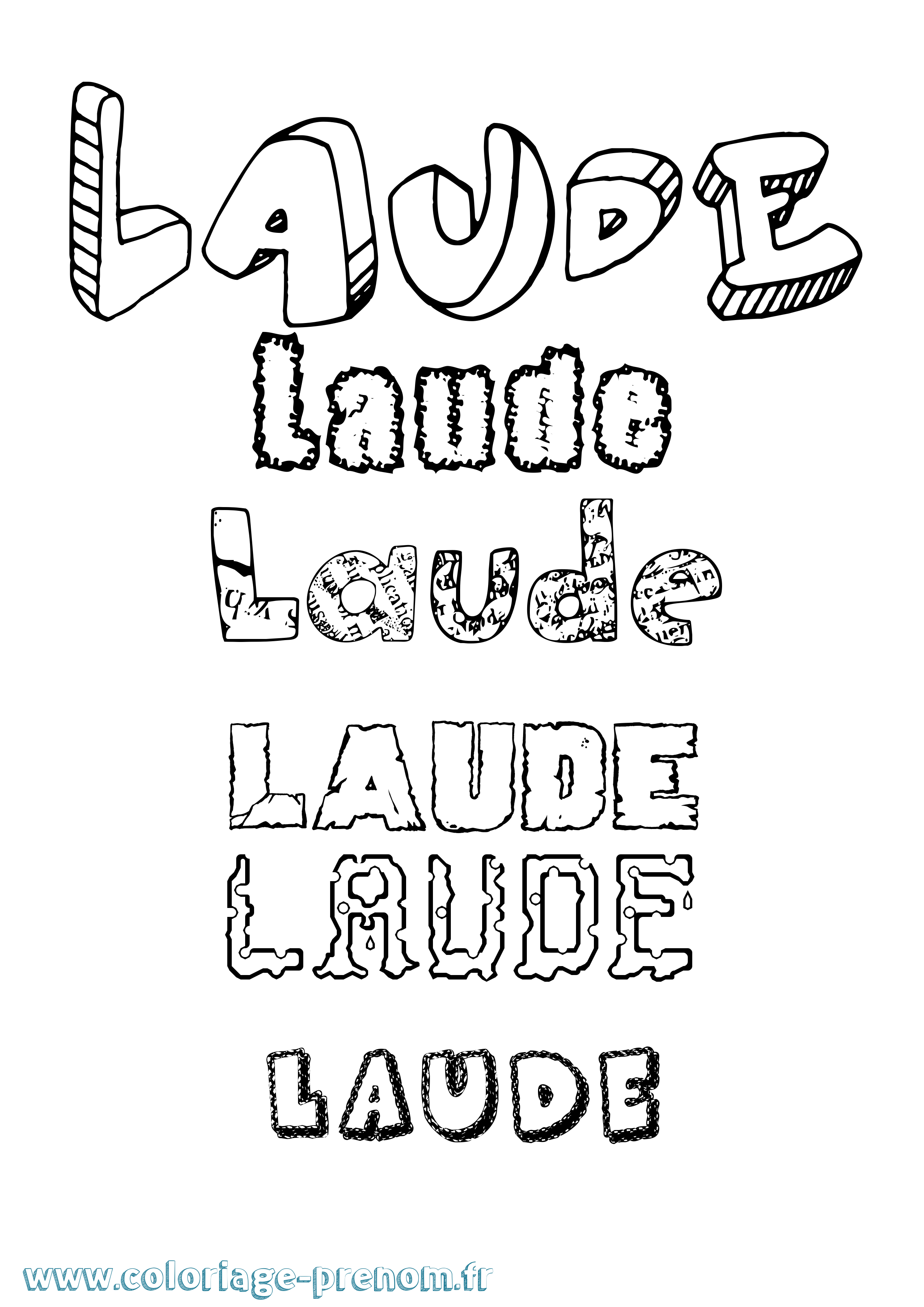 Coloriage Laude Destructuré Coloriage prénom Laude Destructuré
