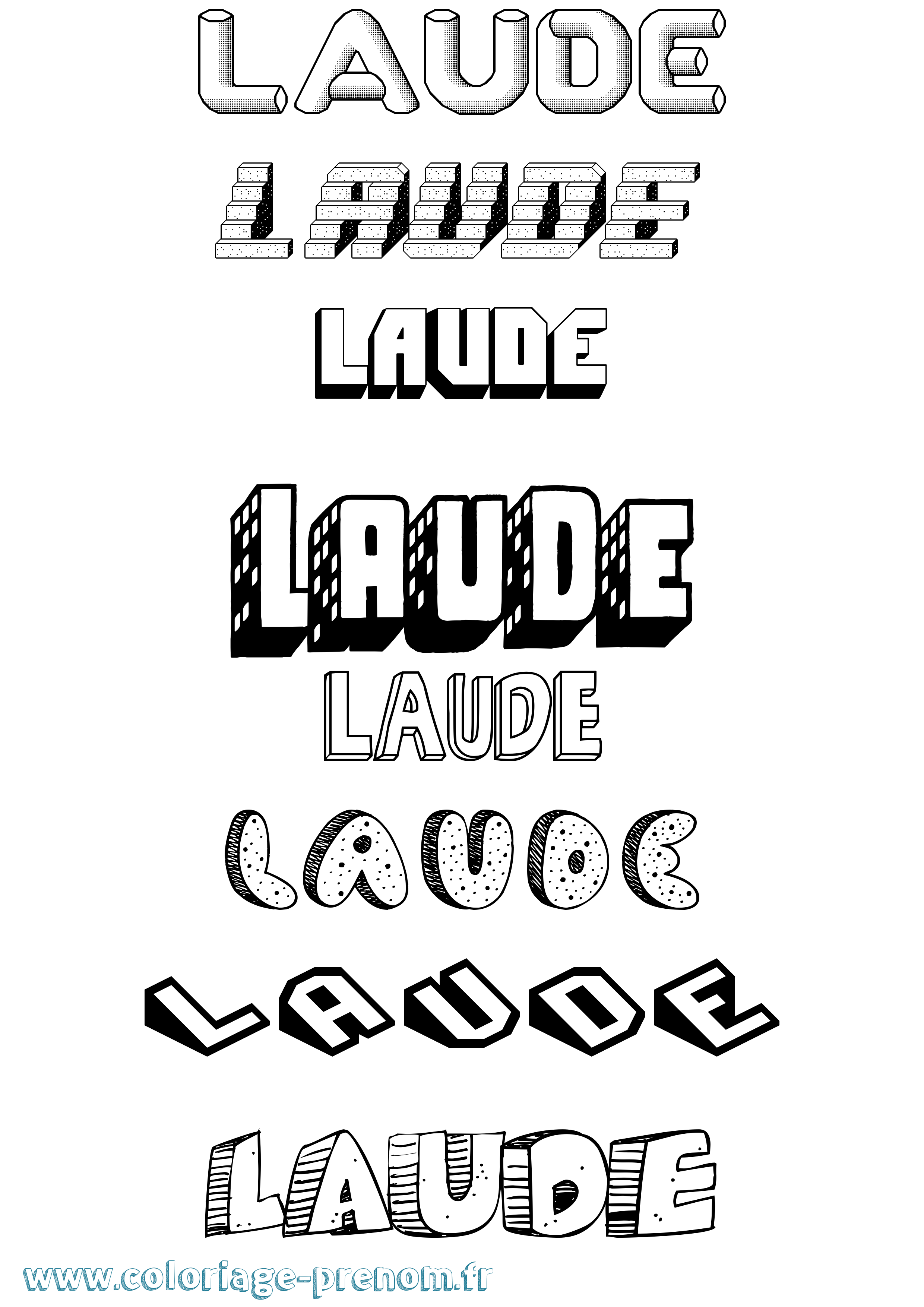 Coloriage Laude Effet 3D Coloriage prénom Laude Effet 3D