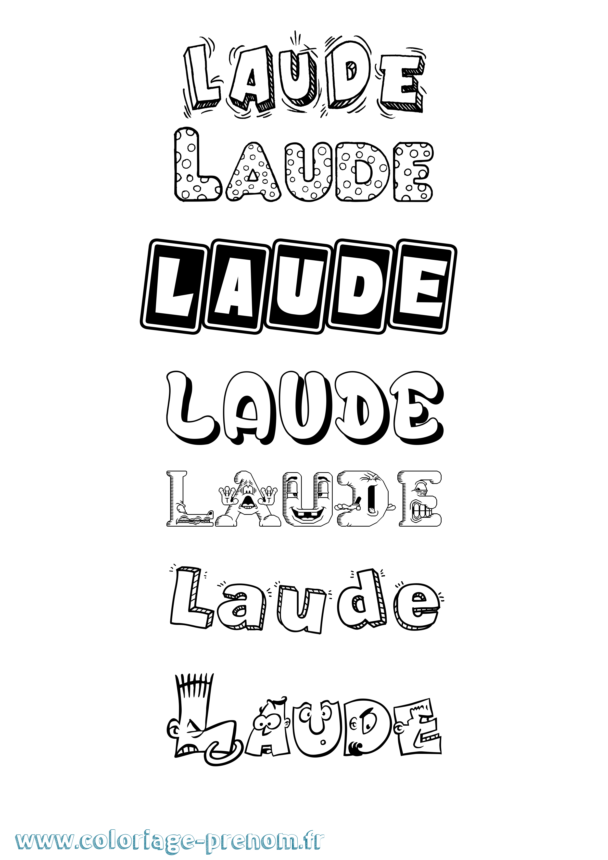 Coloriage Laude Fun Coloriage prénom Laude Fun