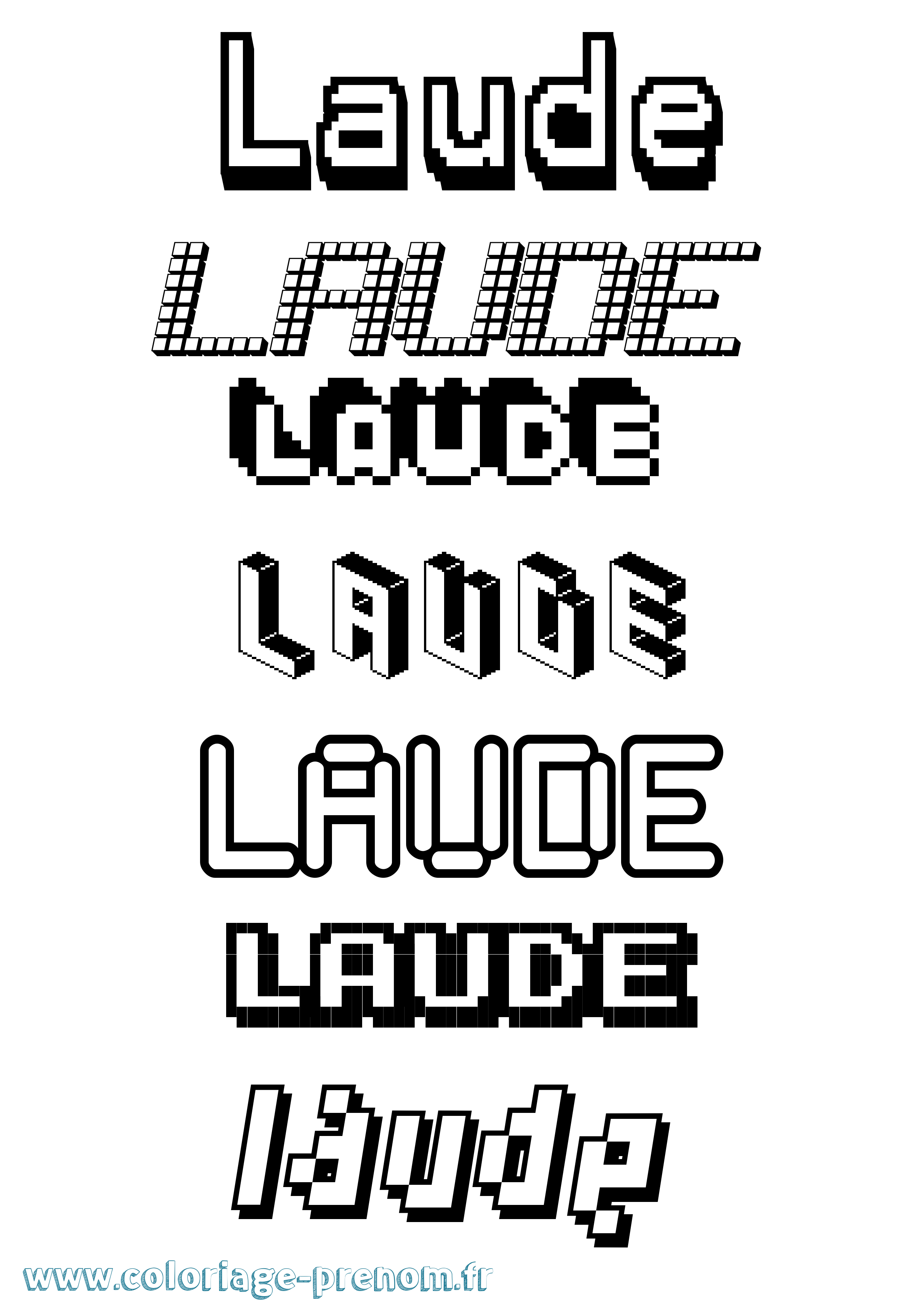 Coloriage Laude Pixel Coloriage prénom Laude Pixel