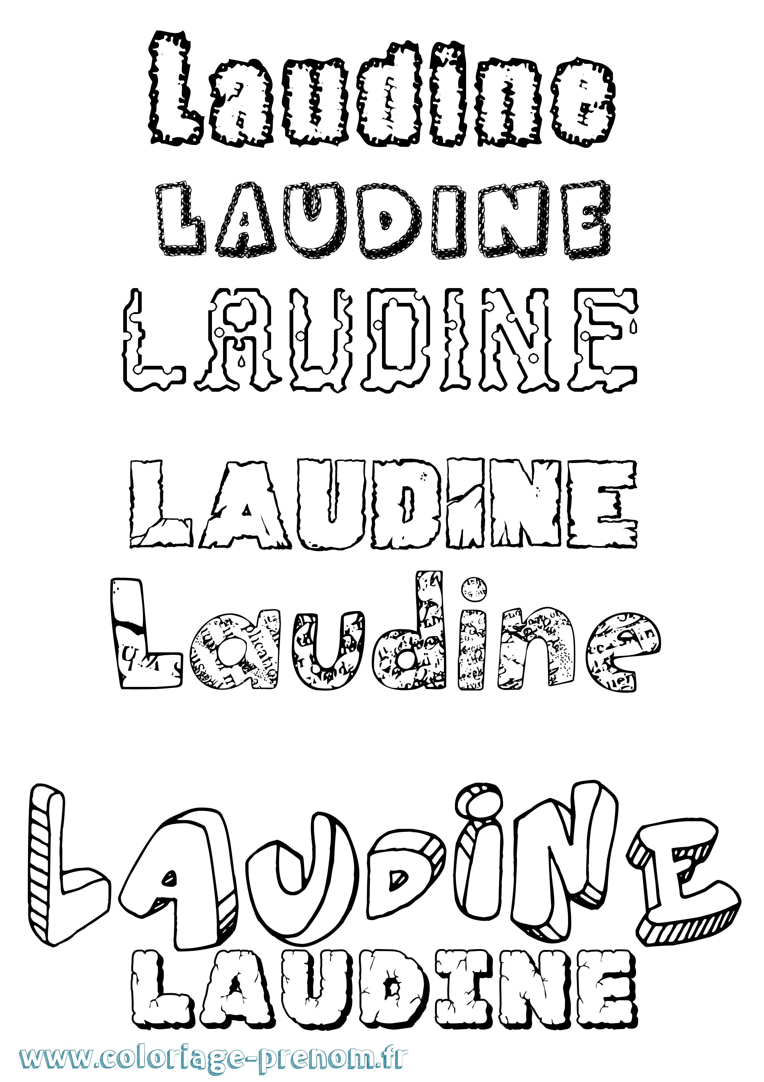 Coloriage Laudine Destructuré Coloriage prénom Laudine Destructuré